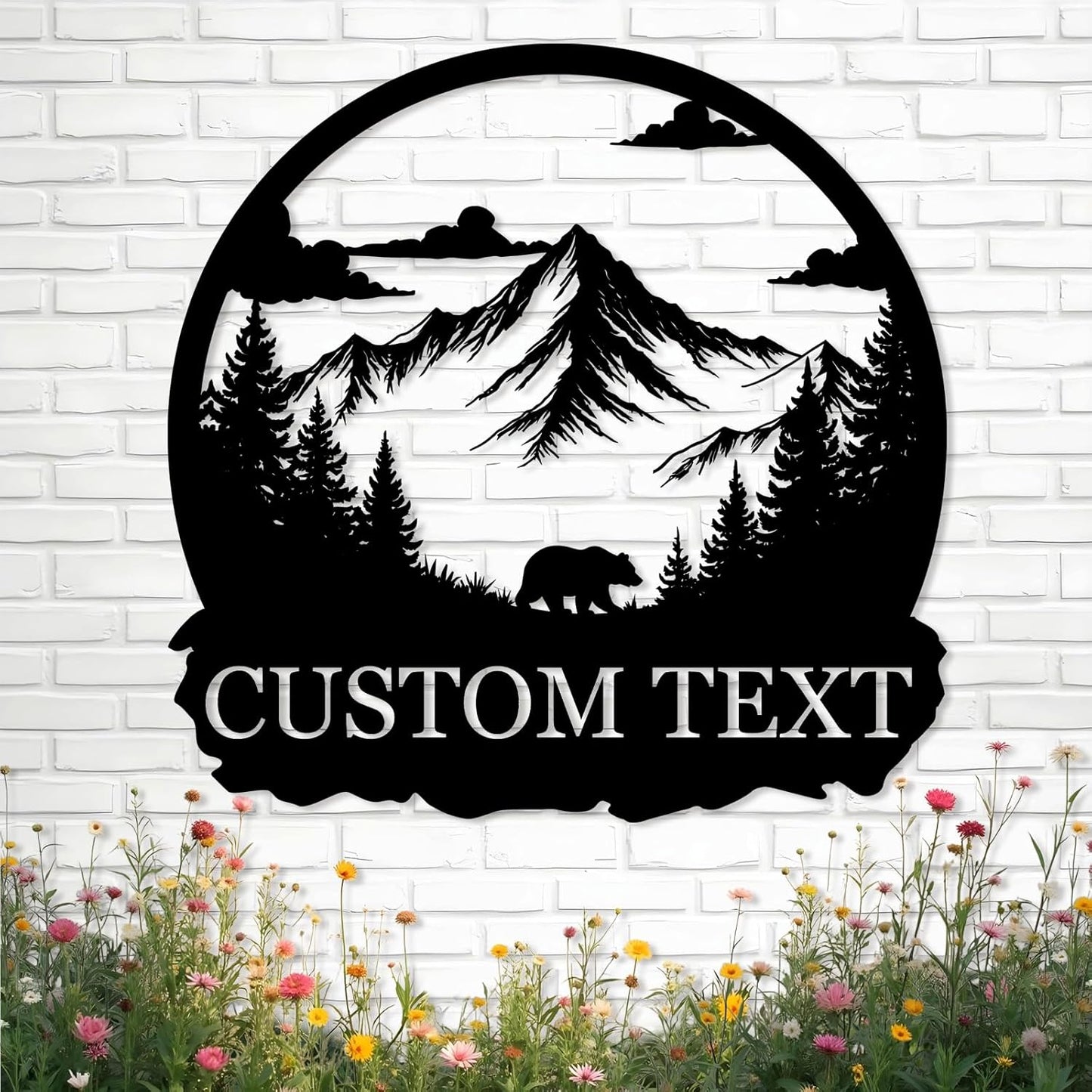 Custom Metal Bear Mountain Family Name Sign Outdoor Cabin Farmhouse Wall Decor Hunter Gift