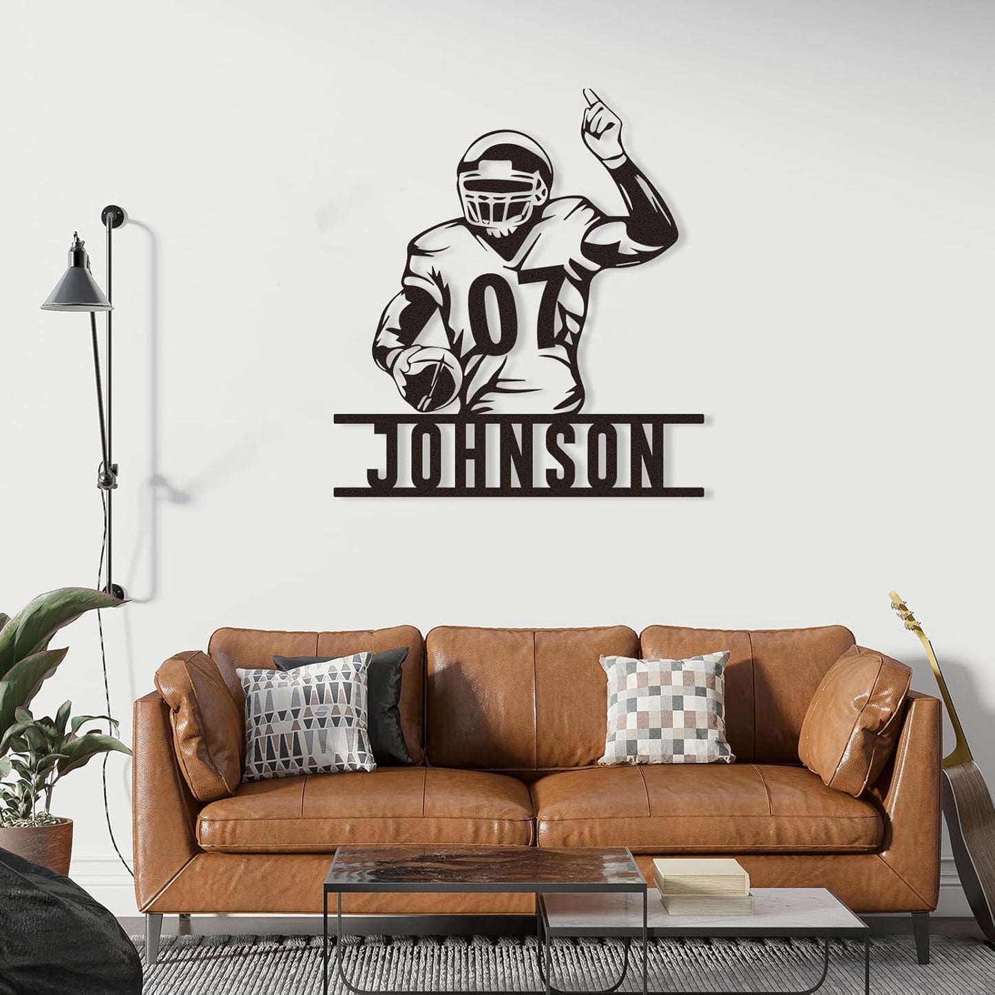 Custom Football Metal Wall Sign with Player Number and Name, Personalized Quarterback Decor, Sports Gift for Boys or Team Room