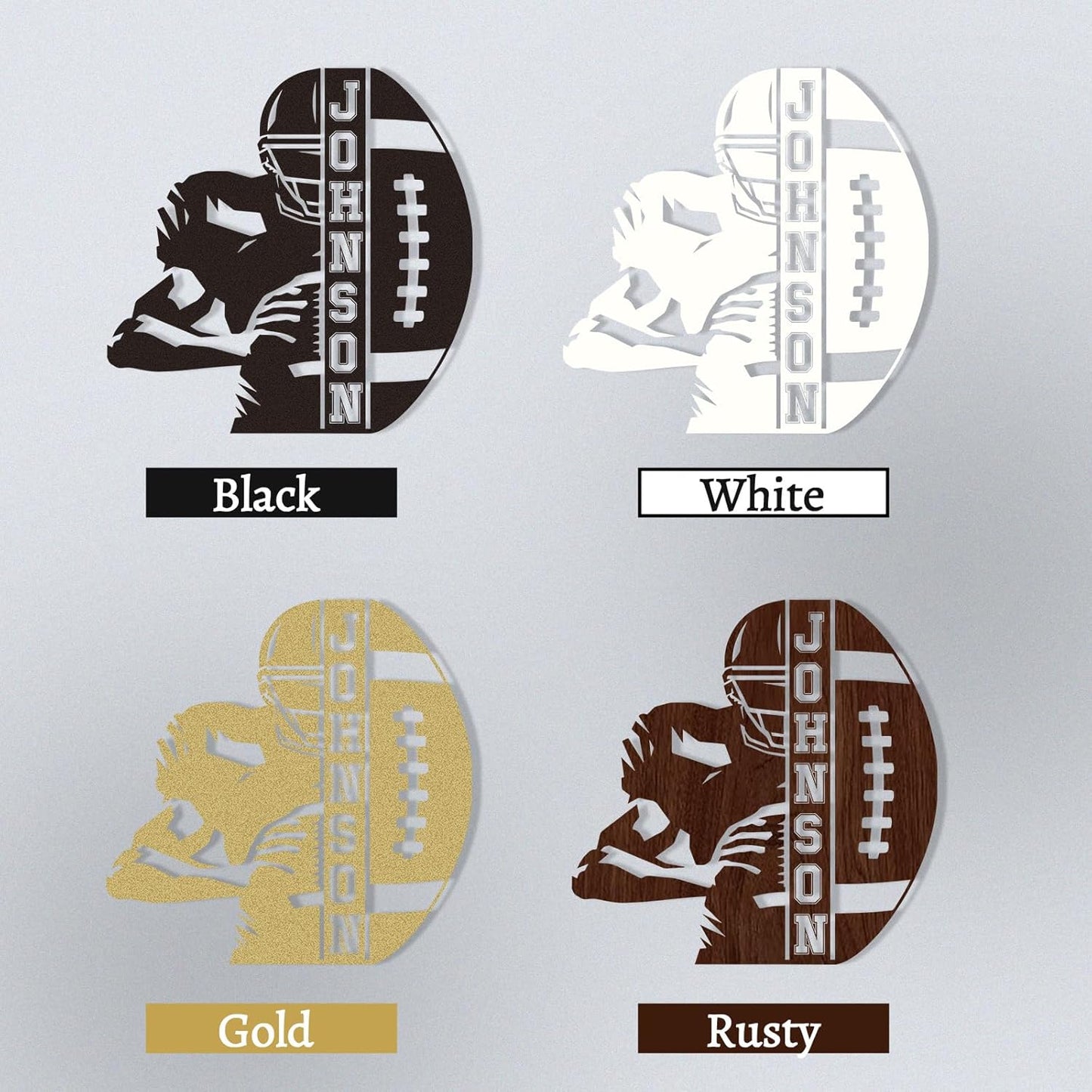 Personalized Football Name Metal Sign, Vertical Custom Sports Wall Art, Football Player Room Decor, Outdoor Metal Name Sign