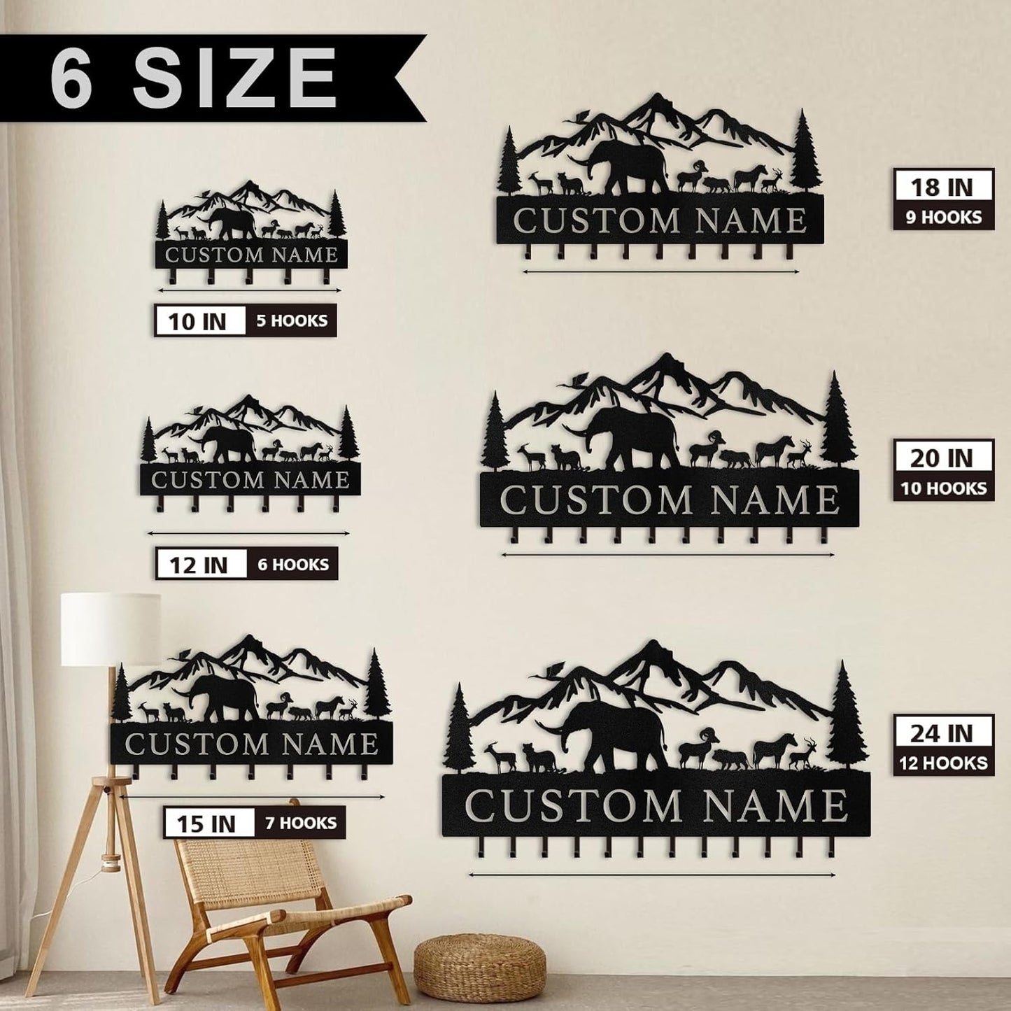 Personalized Polar Bear Key Holder on Wall, Custom Name Key Hanger