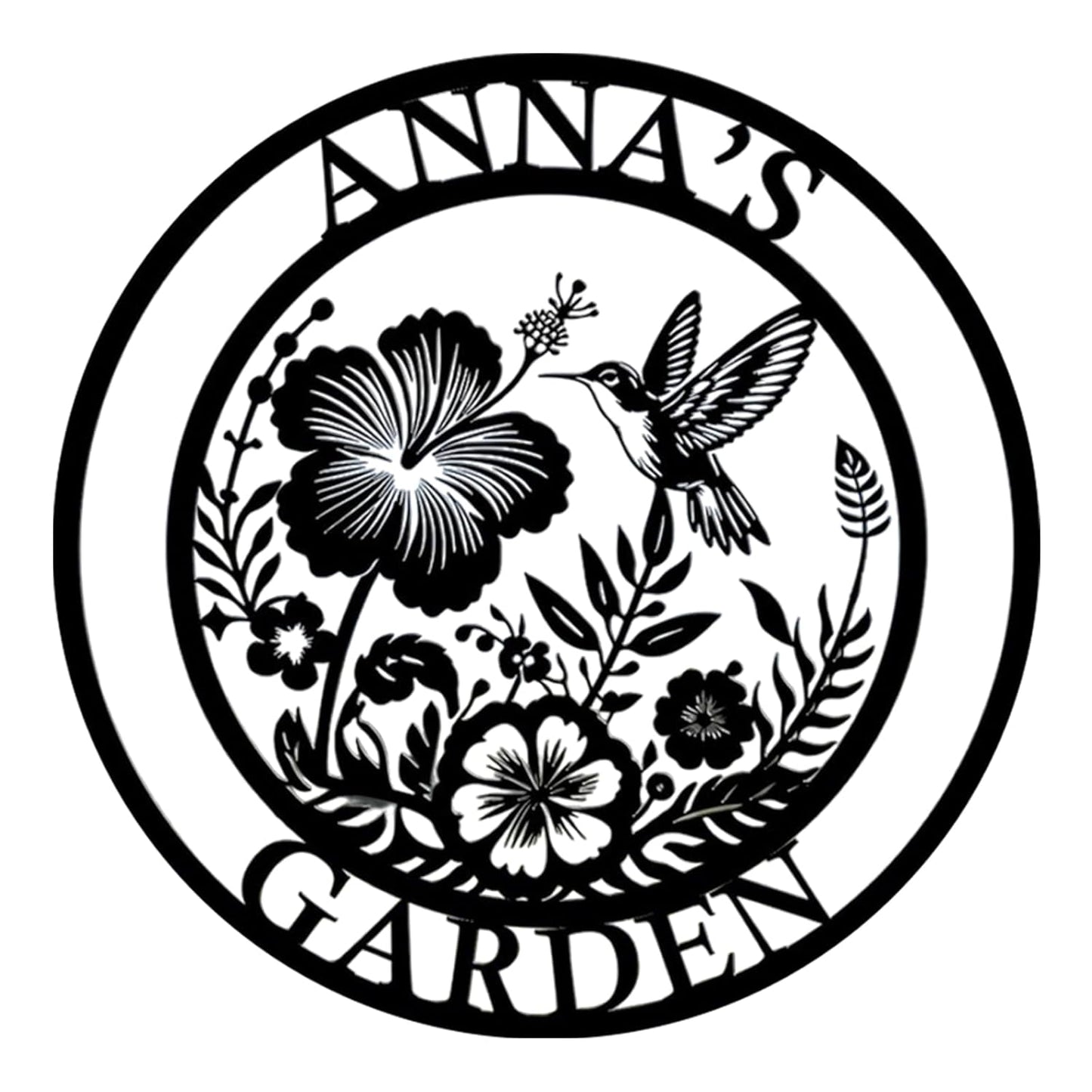 Custom metal garden sign with name, personalized flower decor for outdoor gifts