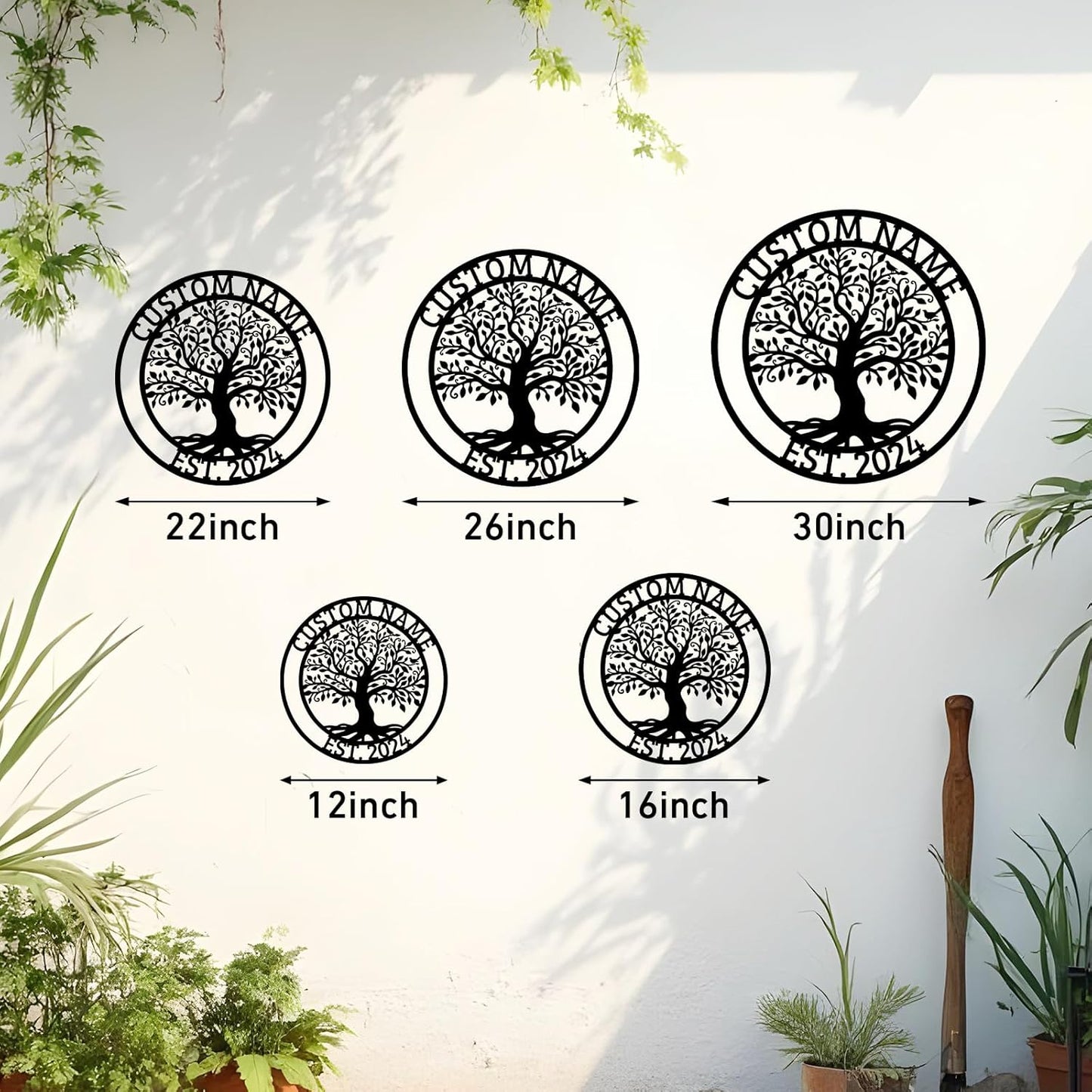 Custom Metal Welcome Sign, Family Tree of Life Door Hanging, Personalized Olive Tree Name Sign