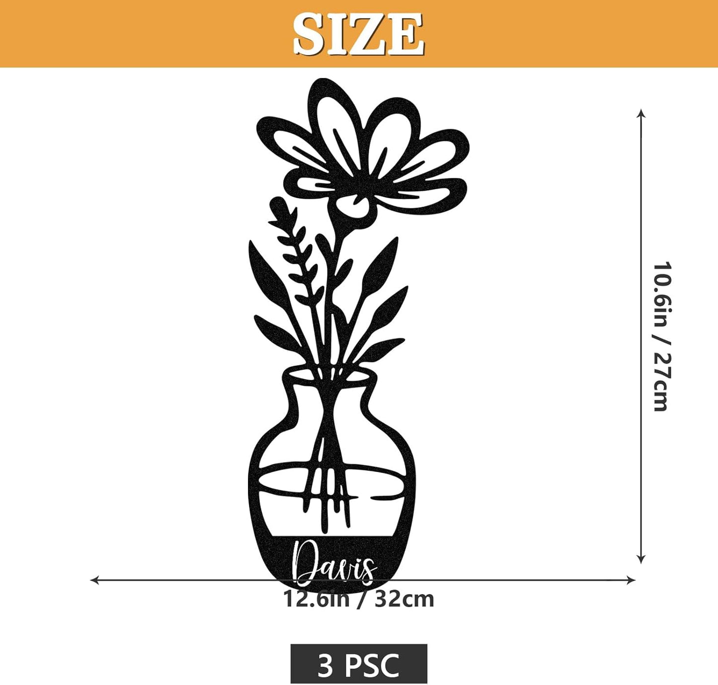 Personalized Metal Wall Art Set,, Botanical Art, Couple Custom, Nature Landscape Metal Wall Hanging