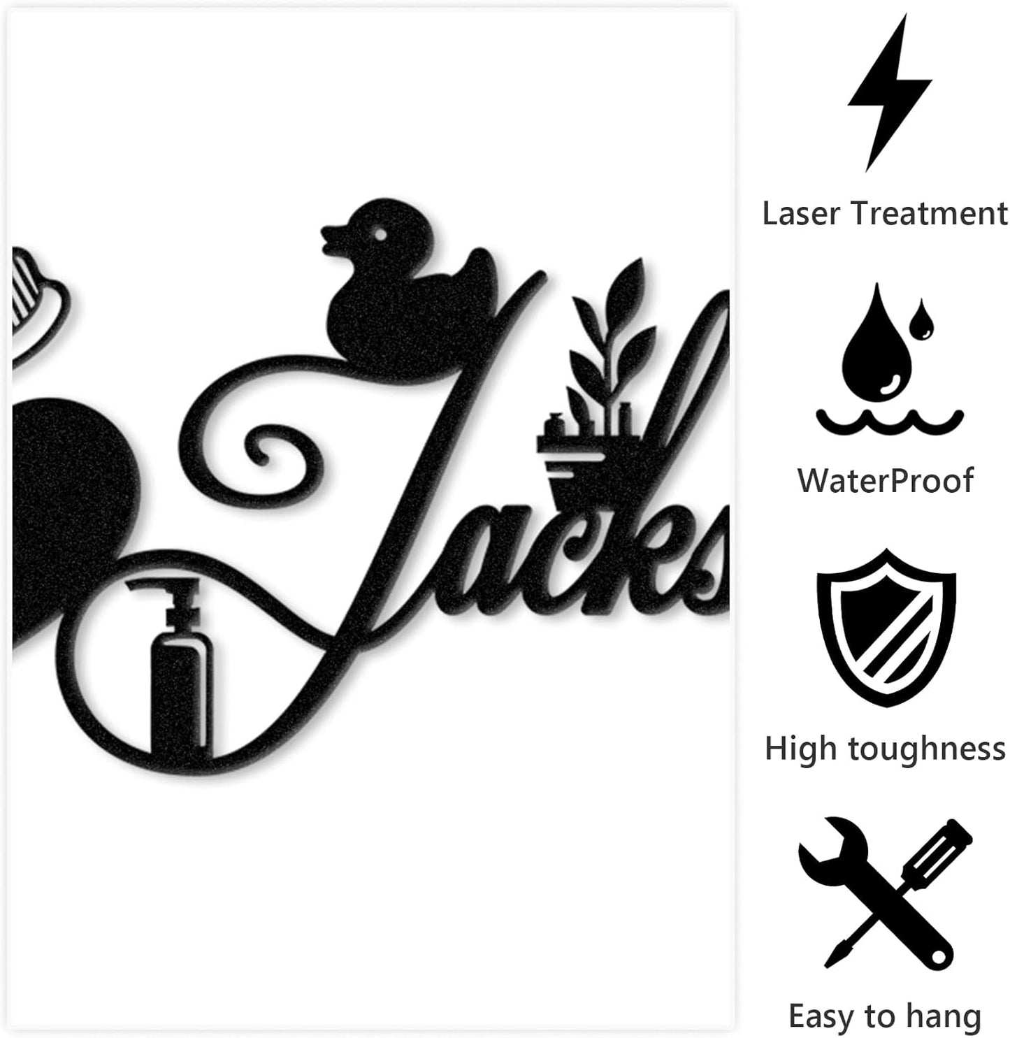 Personalized Bathroom Metal Sign, Farmhouse Bathroom Decor Wall Art, Custom Name Funny Bathroom Sign with Feces Design, Modern Hanging Decor for Home Washroom, Housewarming Gifts Color02