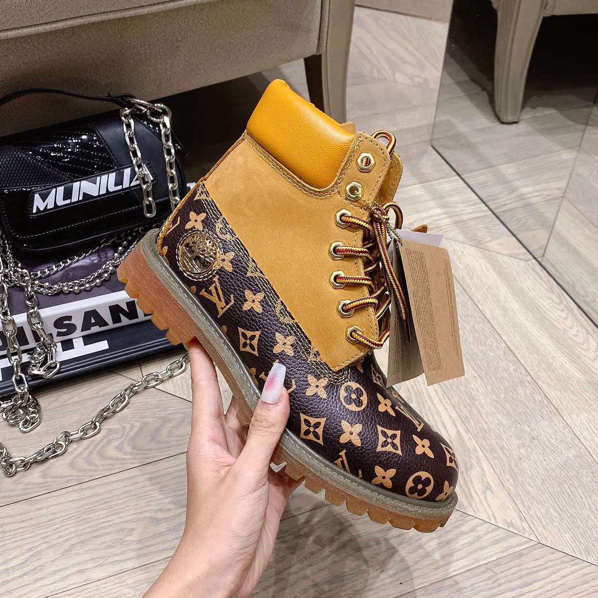 New fashion printed couple's short boots 1024101707