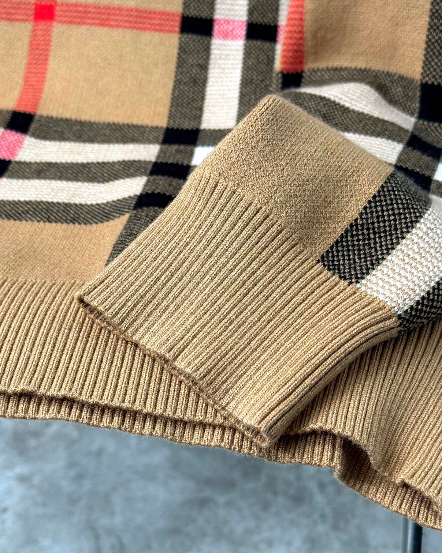 TB Mixed color plaid knitted sweater 1824102215