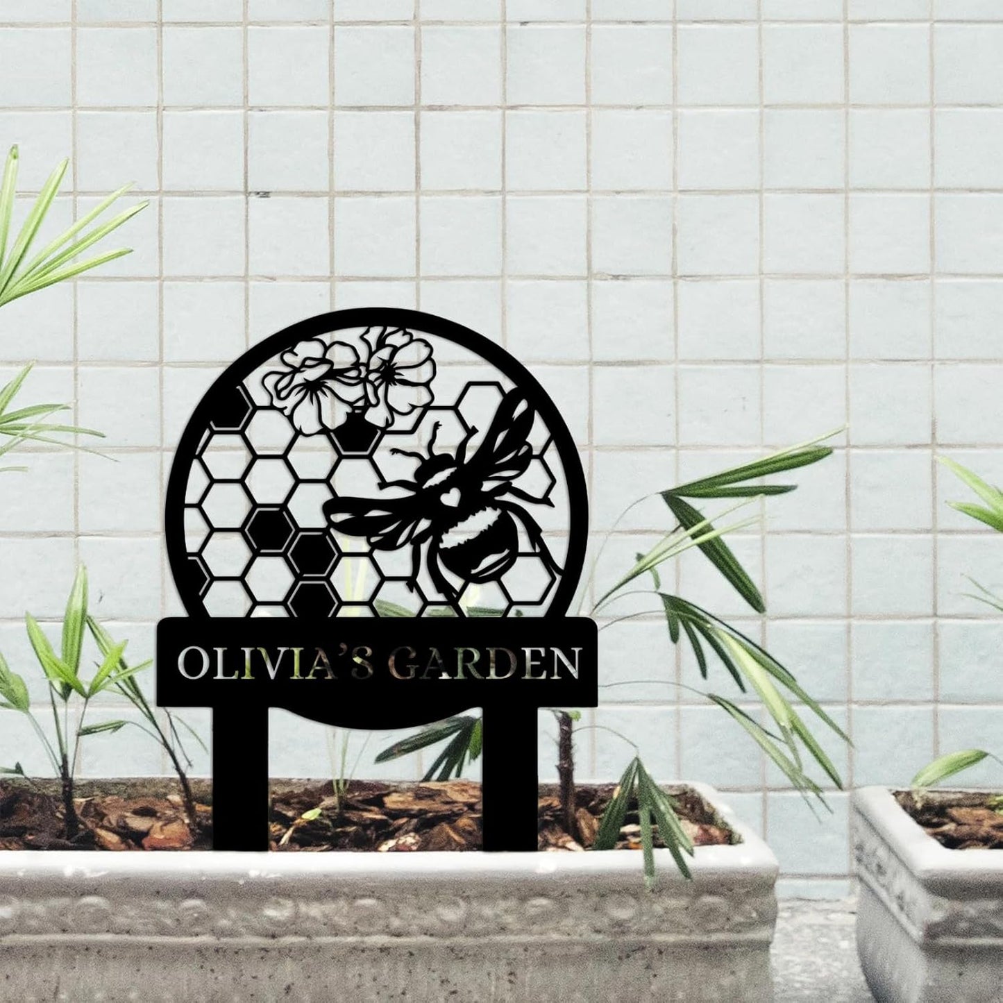 Custom Rabbit Garden Sign, Personalized Outdoor Metal Yard Sign for Gardeners or Lawn Decor