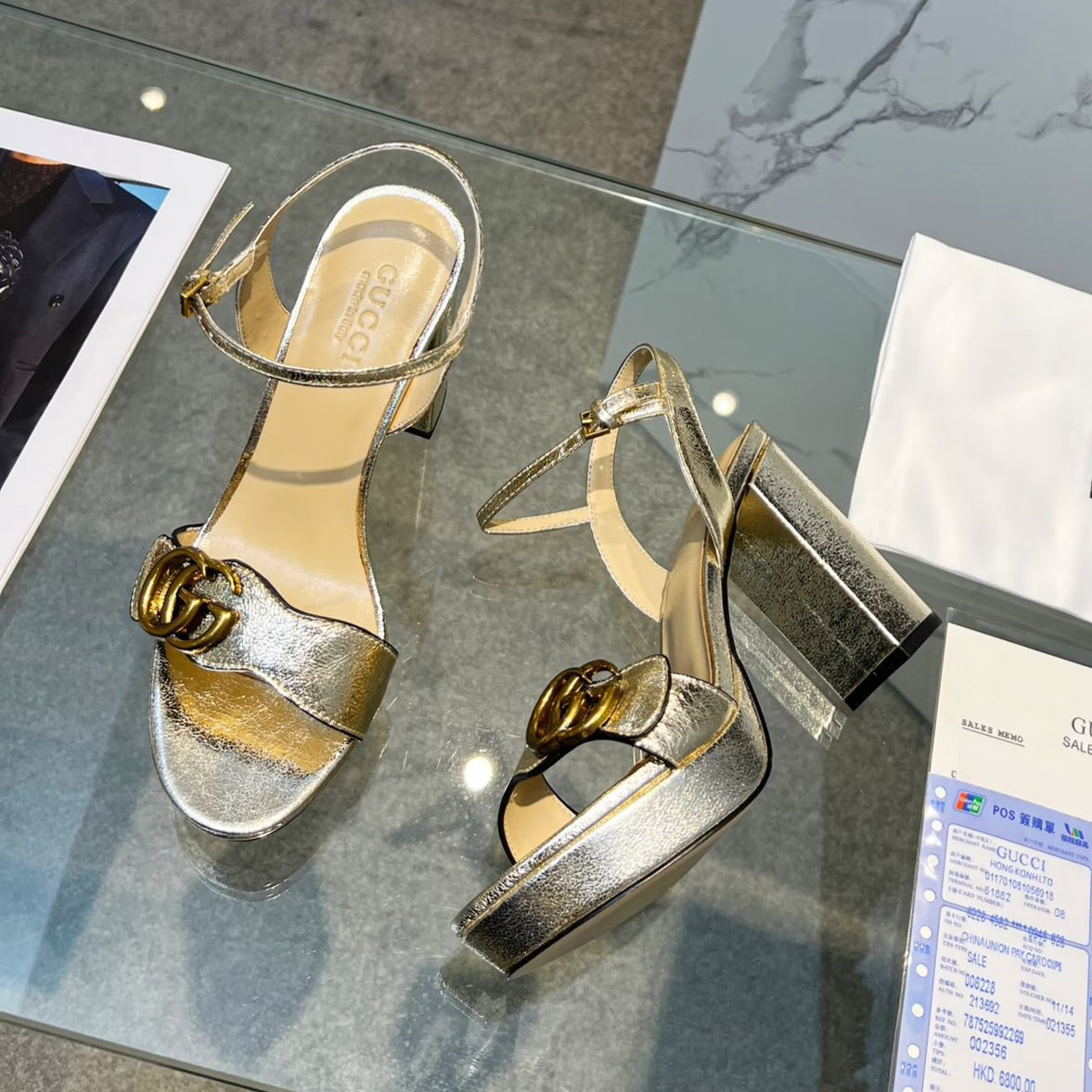 Versatile G buckle high-heeled sandals 1824061301