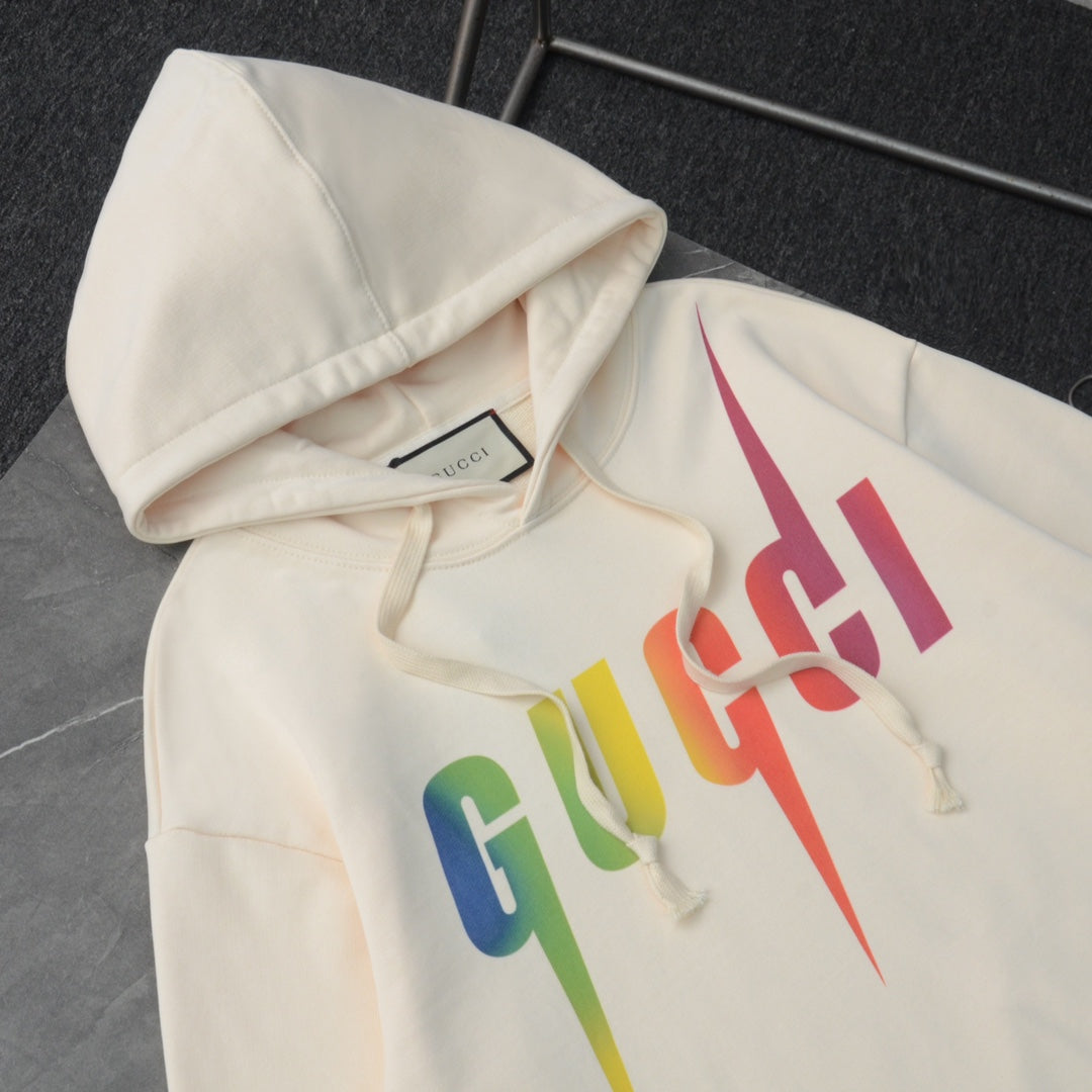 Classic colorful lightning print hooded sweatshirt XC0823091907