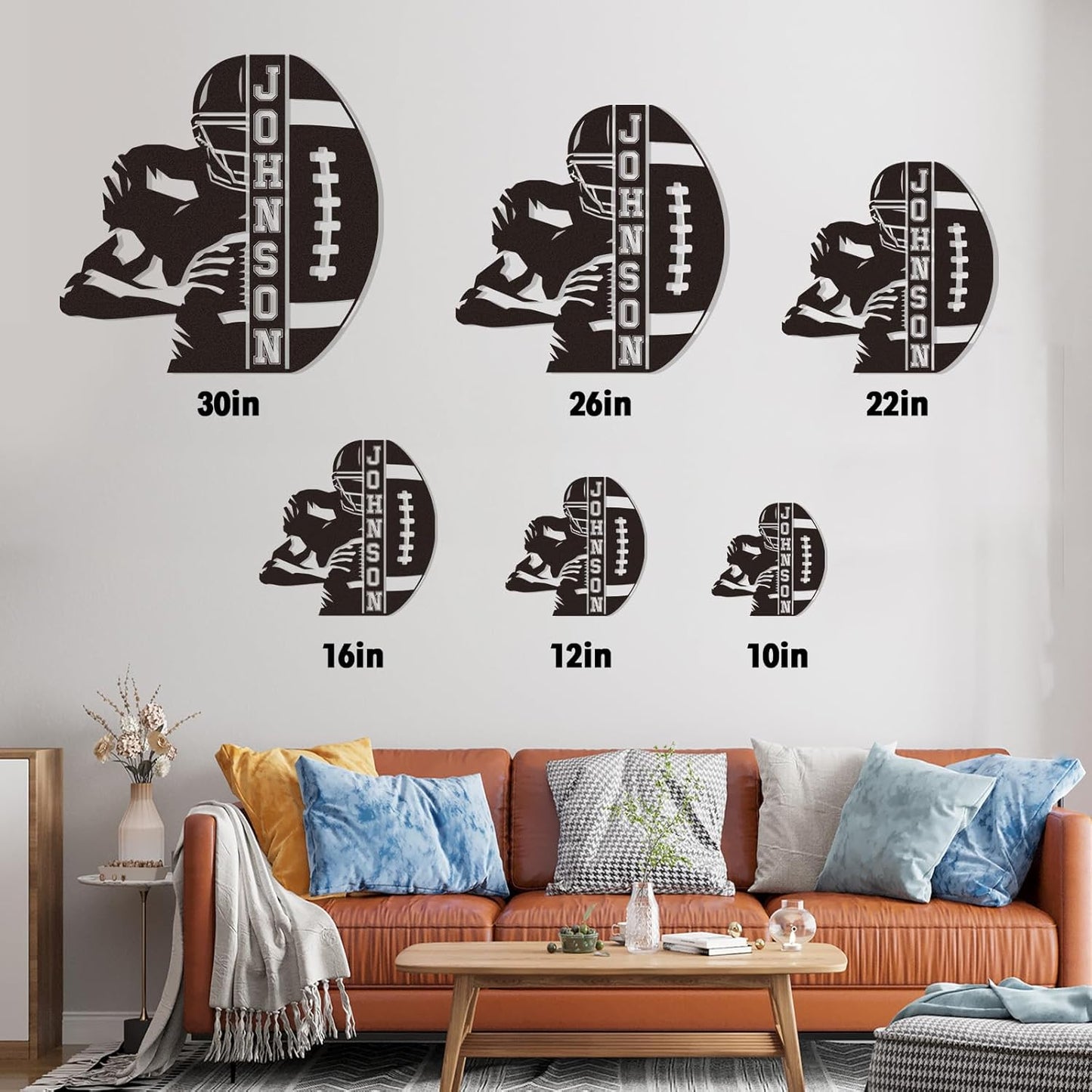 Personalized Football Name Metal Sign, Vertical Custom Sports Wall Art, Football Player Room Decor, Outdoor Metal Name Sign