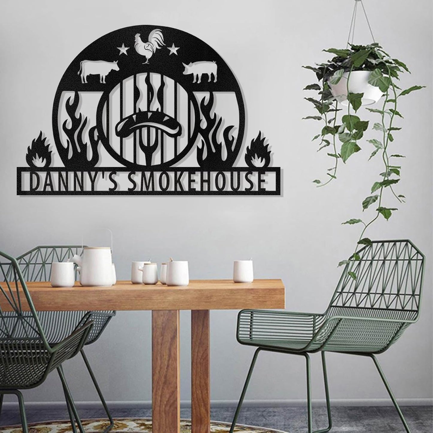 BBQ & Grill Master Metal Sign , Personalized Outdoor Cooking Wall Decor