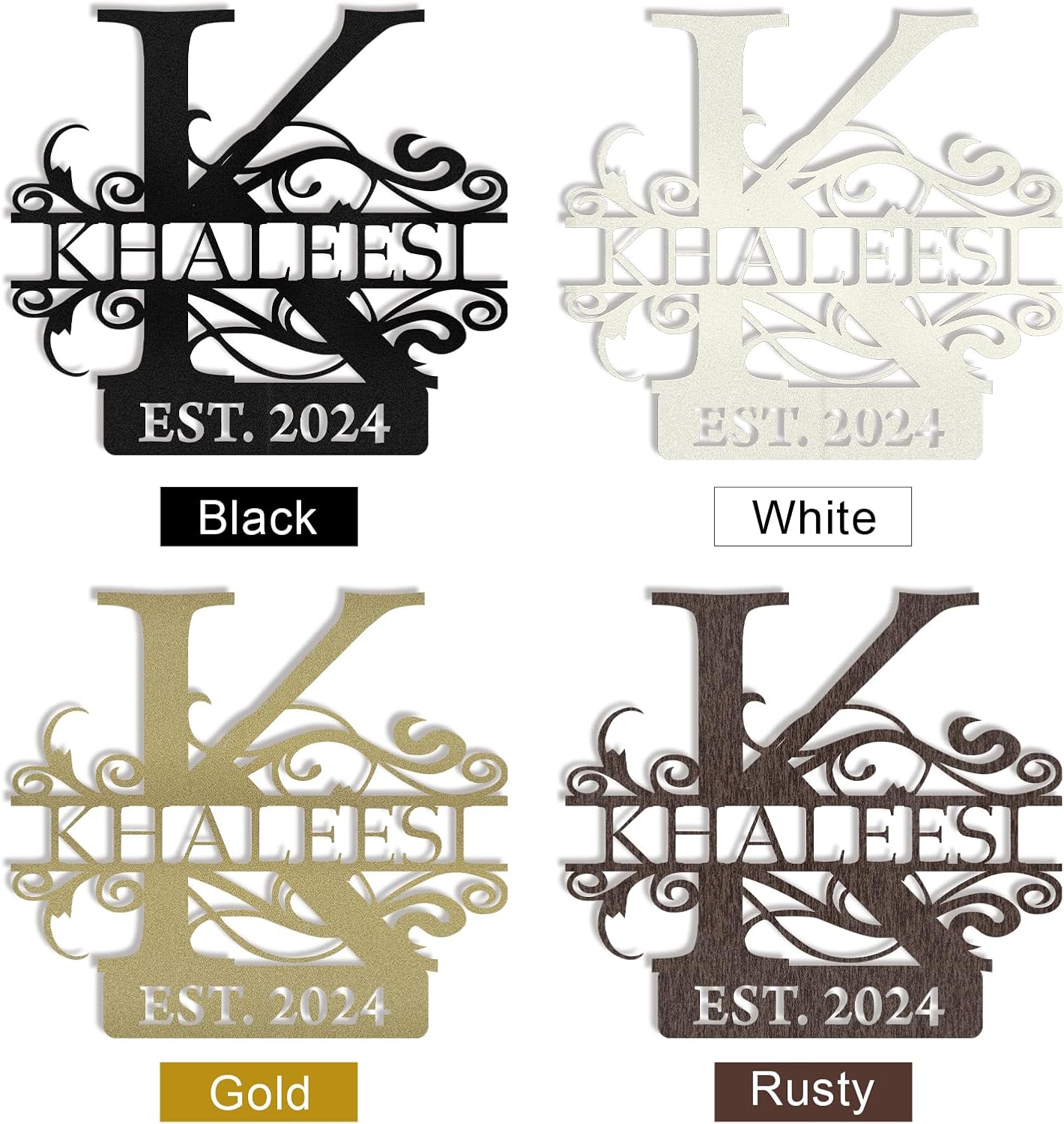 Custom Family Name Metal Sign Split Letter Monogram Design for Indoor Outdoor Decor Wedding Housewarming Gift