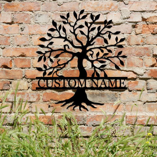 Custom Metal Welcome Sign, Family Tree of Life Door Hanging, Personalized Olive Tree Name Sign