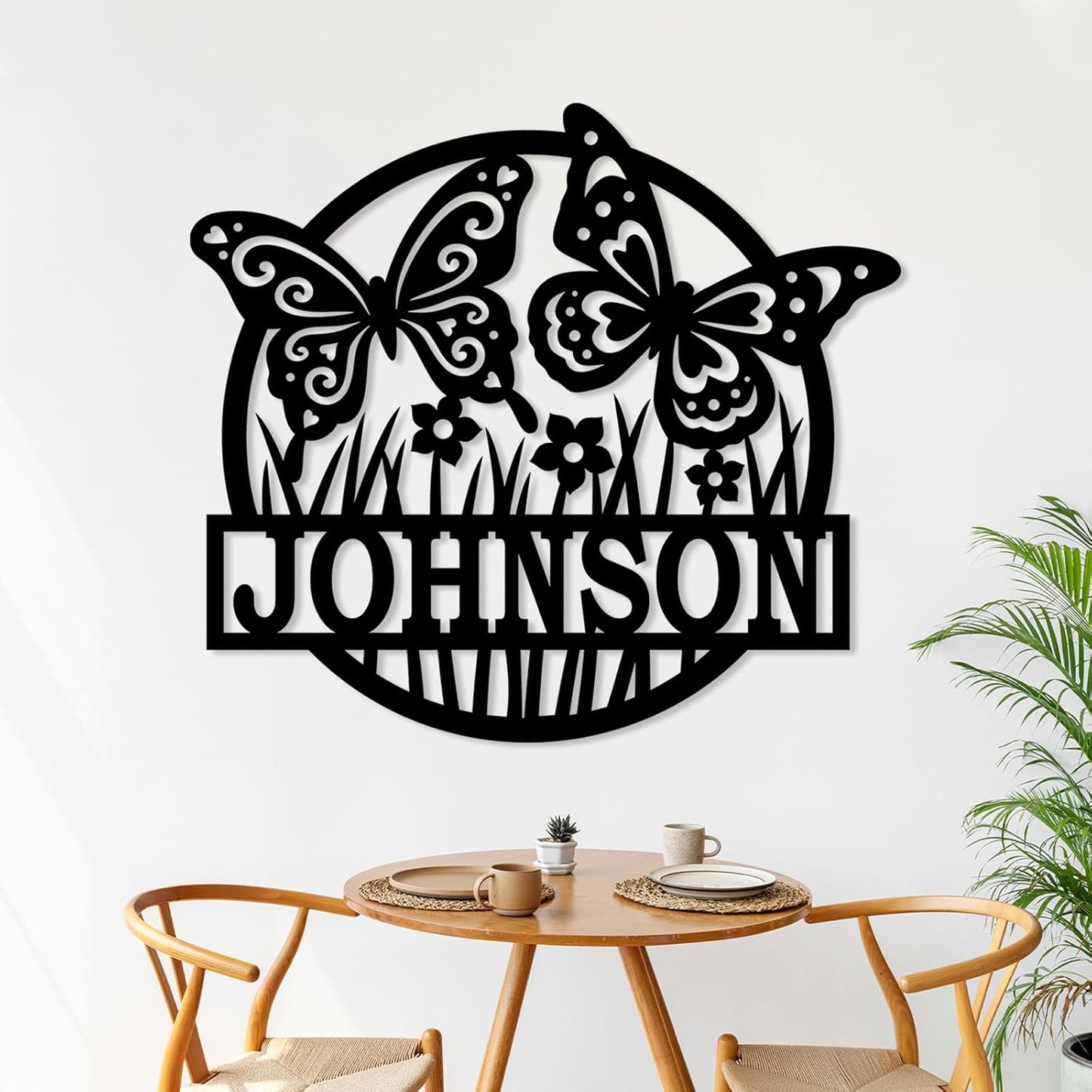 Custom Butterfly Metal Sign for Cabin or Porch, Personalized Family Name Wall Decor Gift