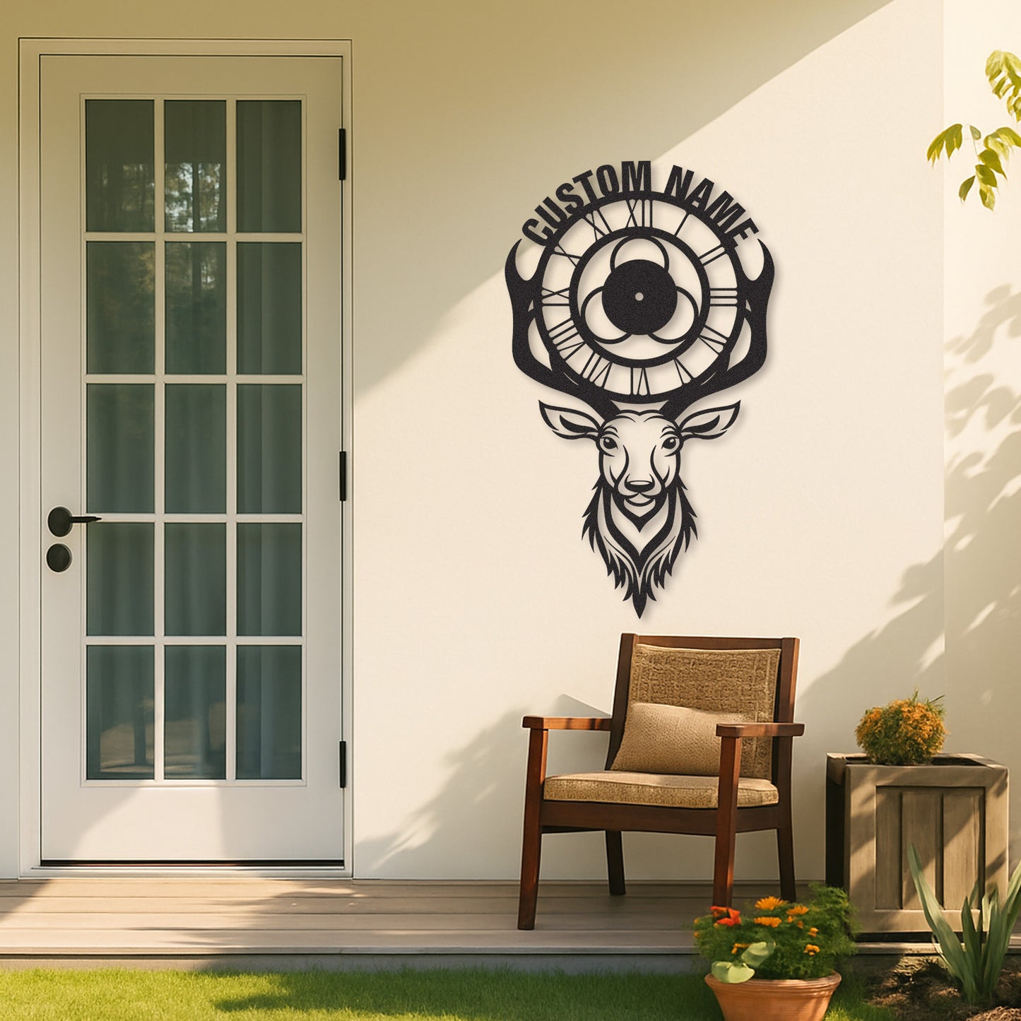 Personalized Deer Clock Sign, Custom Hunting Cabin Wall Art, Unique Gift for Outdoorsmen