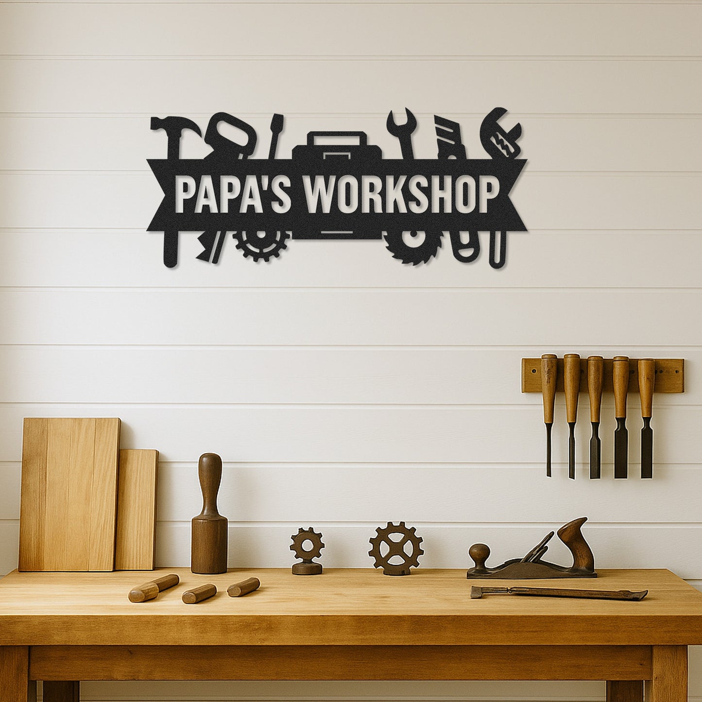 Custom Papa��s Workshop Metal Sign, Personalized Tool Shop Wall Art, Garage Decor for Grandpa, Father��s Day Gift for Papa or Dad