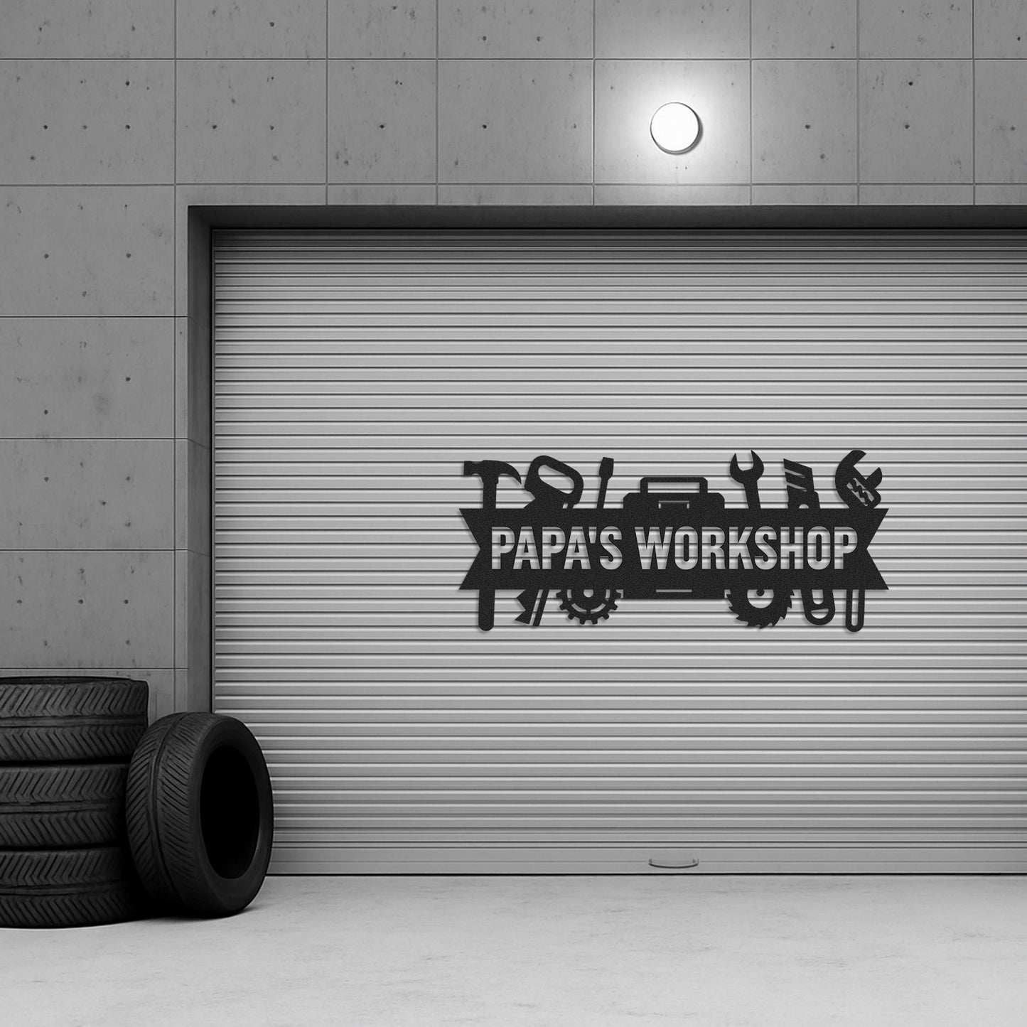 Custom Papa��s Workshop Metal Sign, Personalized Tool Shop Wall Art, Garage Decor for Grandpa, Father��s Day Gift for Papa or Dad