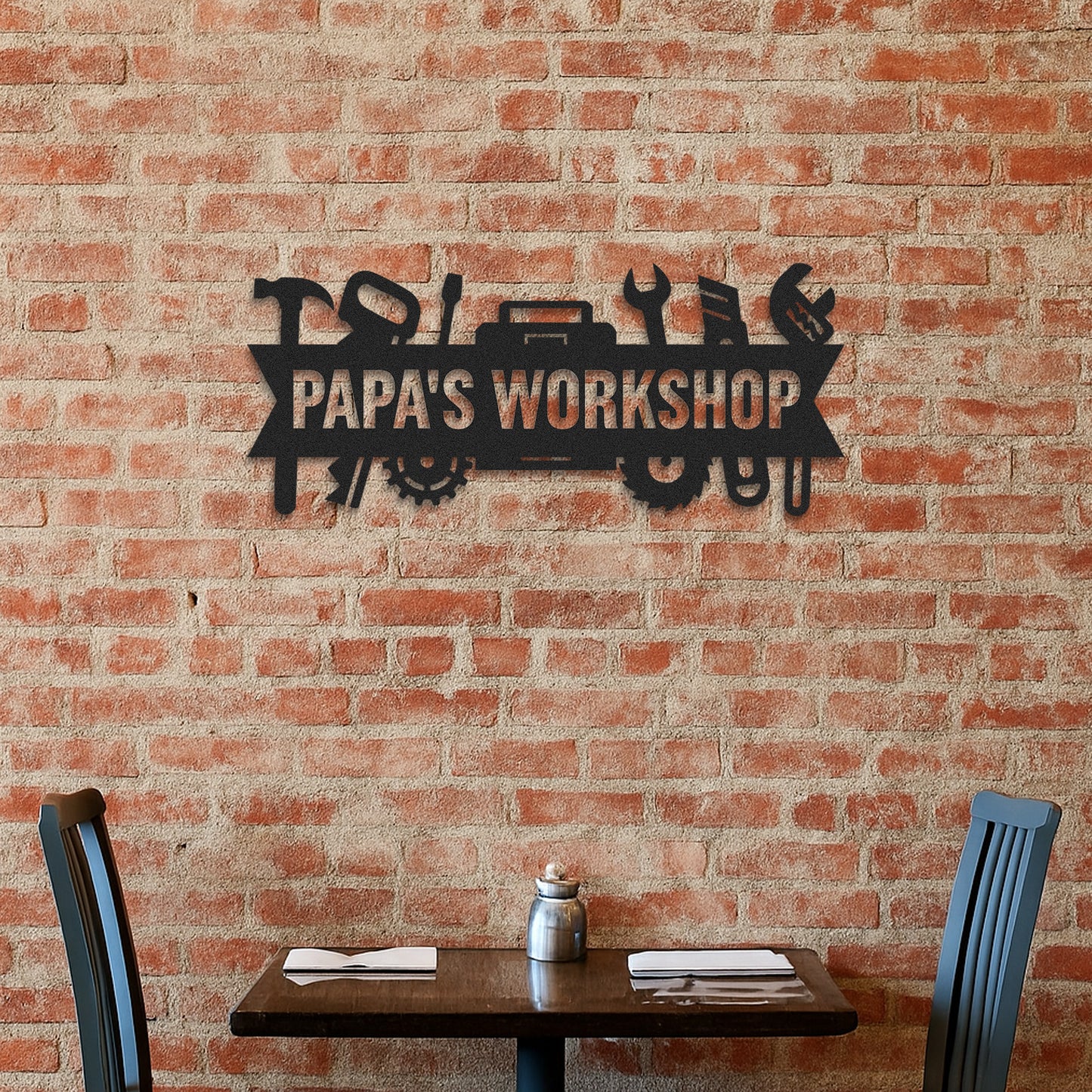 Custom Papa��s Workshop Metal Sign, Personalized Tool Shop Wall Art, Garage Decor for Grandpa, Father��s Day Gift for Papa or Dad