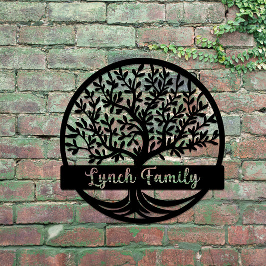 Personalized Welcome Sign, Metal Family Tree Wall Art, Custom Olive Tree Door Decor