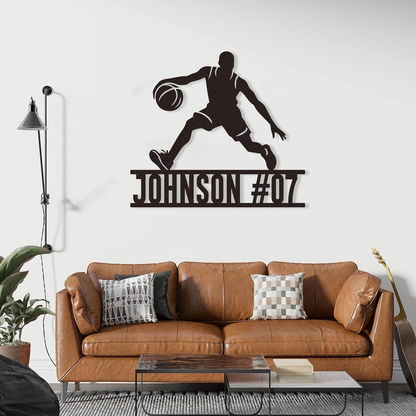 Custom Basketball Dribble Metal Sign, Personalized Name & Number Wall Art for Boys Room, Sports Fan Gift or Team Tribute