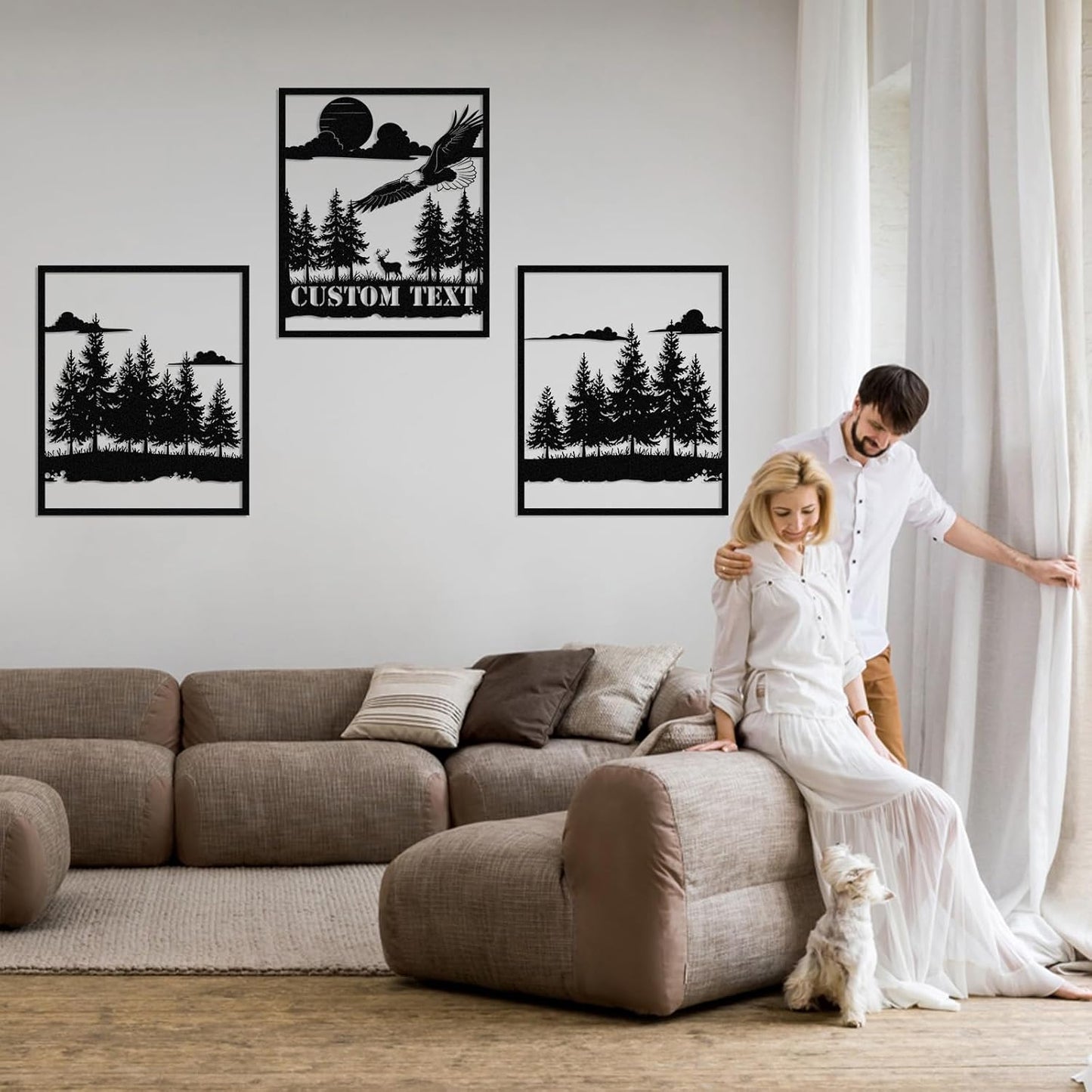 Personalized Metal Wall Art Set,, Botanical Art, Couple Custom, Nature Landscape Metal Wall Hanging