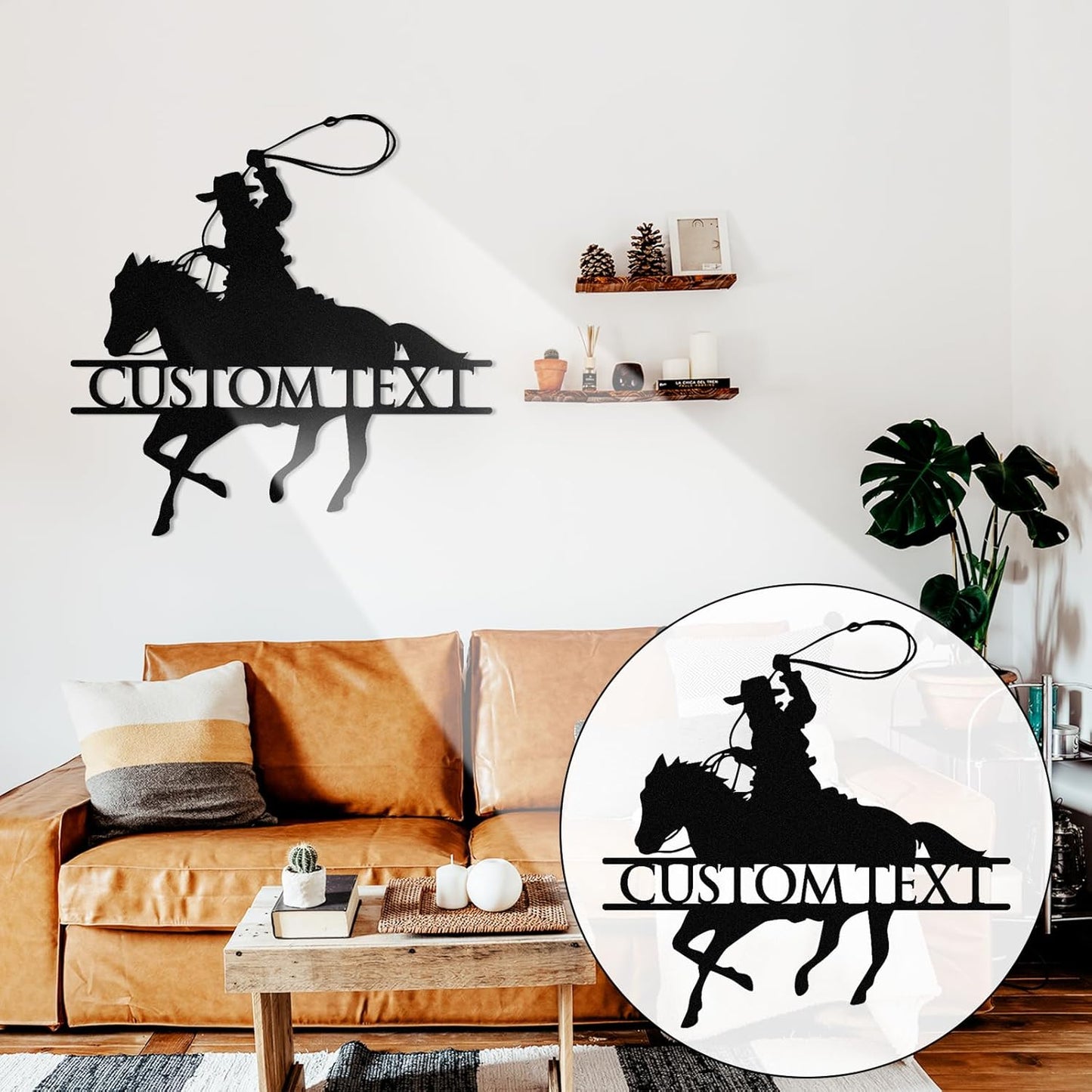Custom Cowboy Riding Metal Sign Rustic Western Wall Decor Personalized Ranch & Farmhouse Art