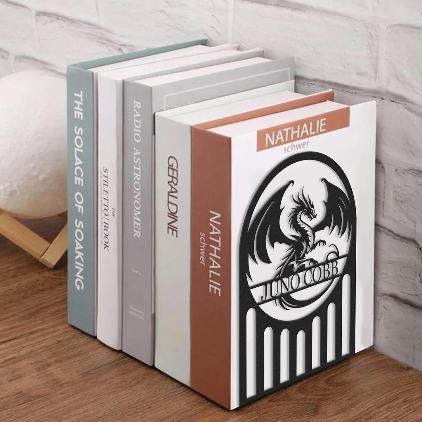 Custom Dragon Metal Bookends, Mystical Eastern Style Bookshelf, Personalized Home & Study Decor
