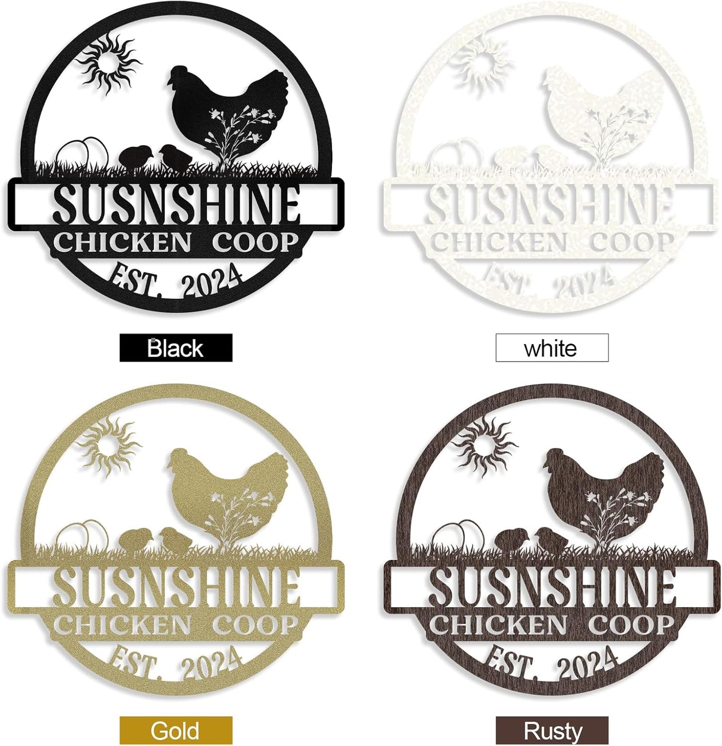Personalized Metal Chicken Coop Sign, Custom Name Farm Sign, Metal Funny Chicken Coop Decor