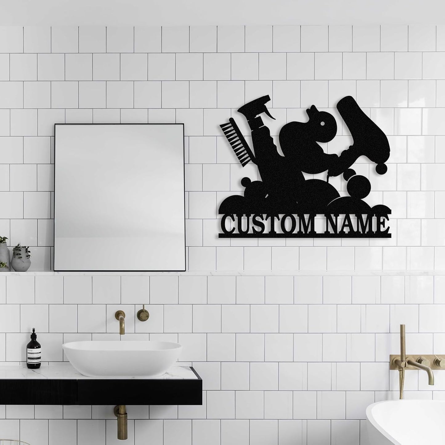 Personalized Bathroom Metal Sign, Farmhouse Bathroom Decor Wall Art, Custom Name Funny Bathroom Sign with Feces Design, Modern Hanging Decor for Home Washroom, Housewarming Gifts Color02