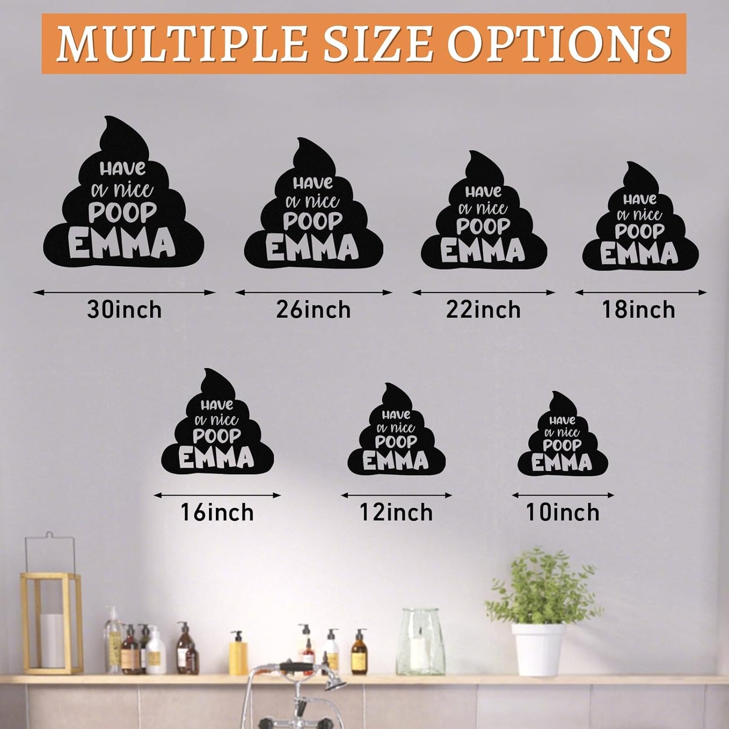 Personalized Bathroom Metal Sign, Farmhouse Bathroom Decor Wall Art, Custom Name Funny Bathroom Sign with Feces Design, Modern Hanging Decor for Home Washroom, Housewarming Gifts Color02