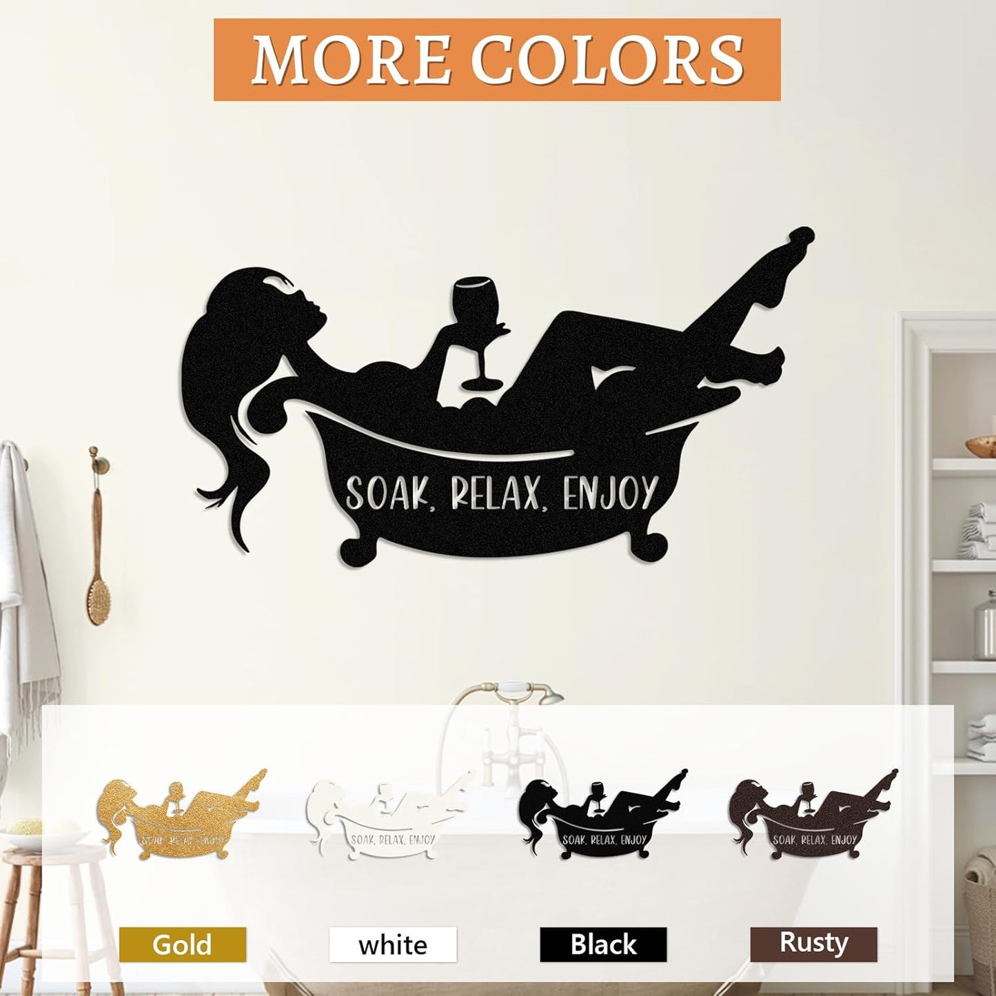 Personalized Bathroom Metal Sign, Farmhouse Bathroom Decor Wall Art, Custom Name Funny Bathroom Sign with Feces Design, Modern Hanging Decor for Home Washroom, Housewarming Gifts Color02