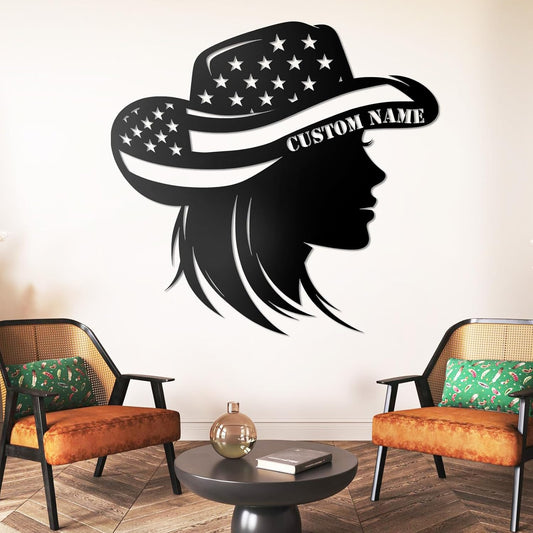 Personalized Western Cowboy Metal Sign Rustic Metal Art Plaque Custom Name for Home, Bar & Ranch