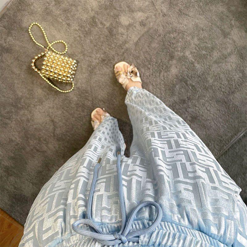 Blue F Letter Wide Leg Pants 0823120705