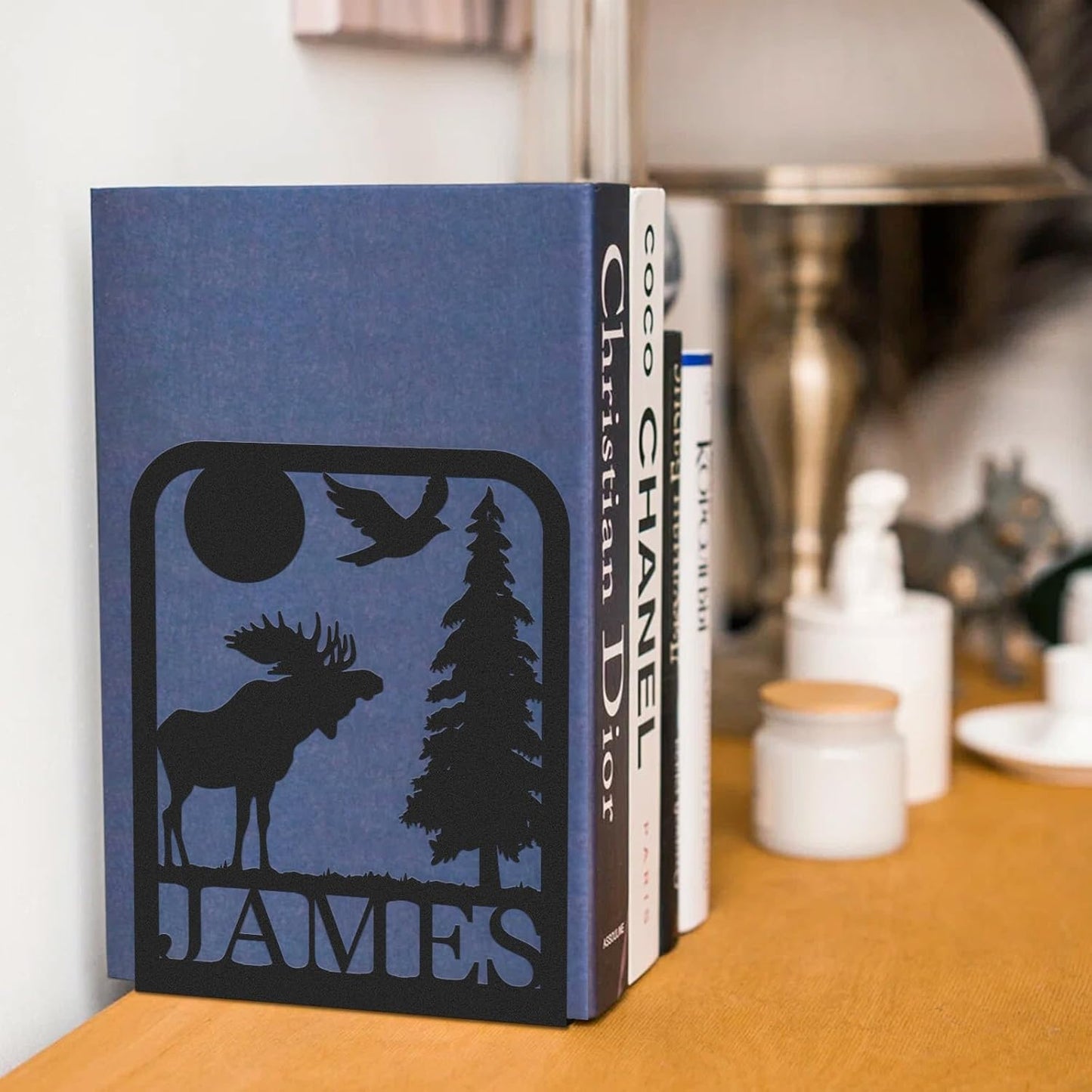 Custom Deer Metal Bookends, Forest Style Bookshelf, Elegant Cabin Decor, Study Book Organizer