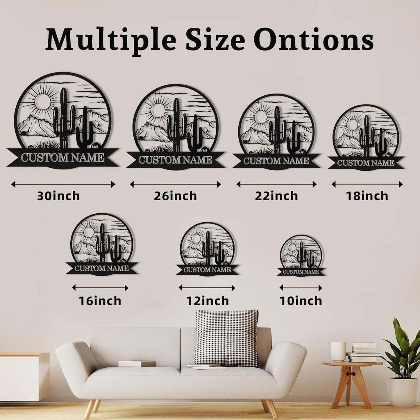 Personalized Metal Cactus Wall Decor, Natural Themed Metal Wall Art Home Decor Plant Modern for Office Home Living Room