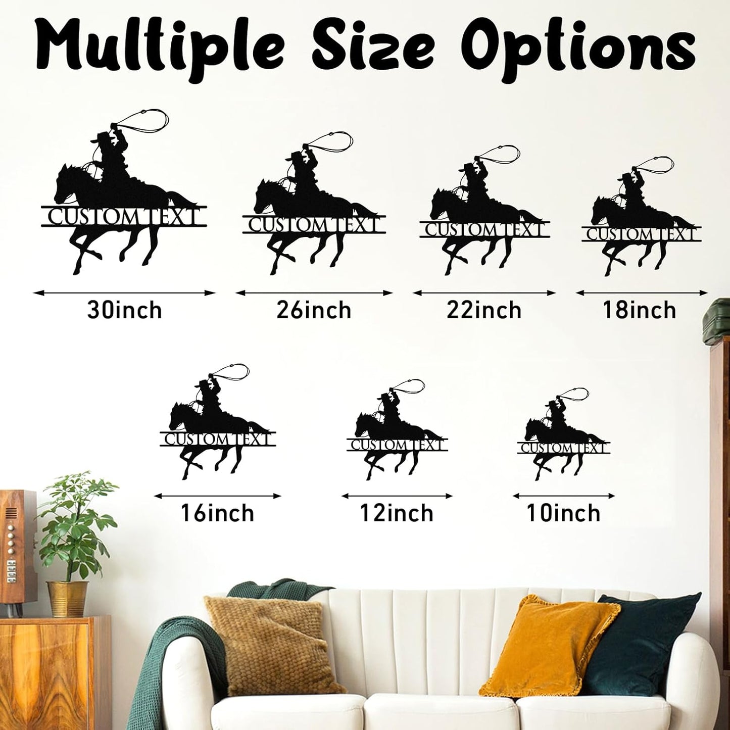 Custom Cowboy Riding Metal Sign Rustic Western Wall Decor Personalized Ranch & Farmhouse Art