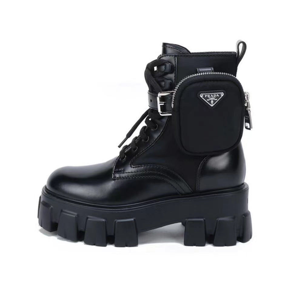 Classic triangle logo platform women's boots