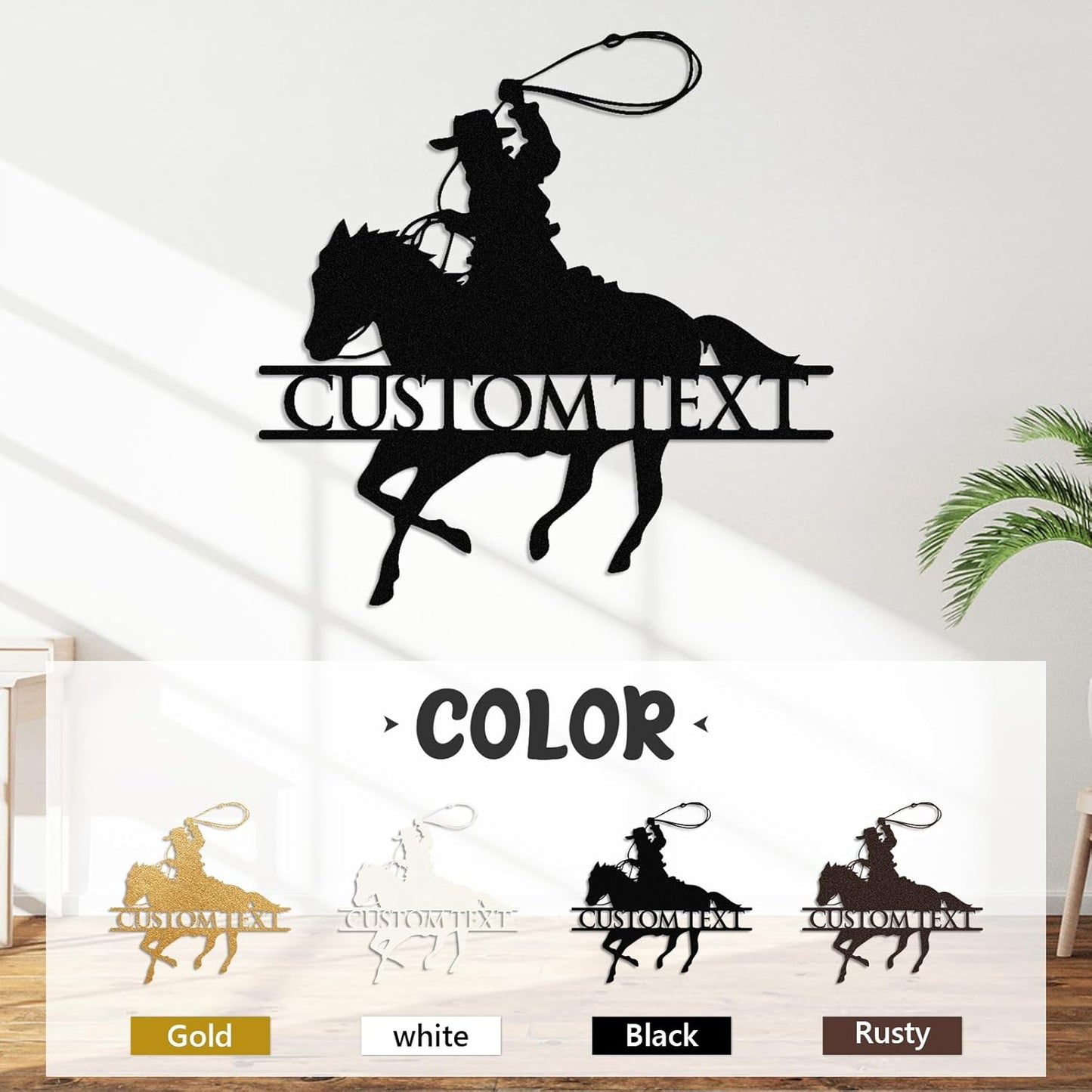 Custom Cowboy Riding Metal Sign Rustic Western Wall Decor Personalized Ranch & Farmhouse Art