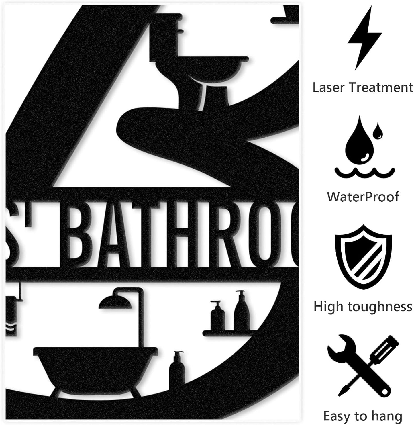 Personalized Bathroom Metal Sign, Farmhouse Bathroom Decor Wall Art, Custom Name Funny Bathroom Sign with Feces Design, Modern Hanging Decor for Home Washroom, Housewarming Gifts Color02