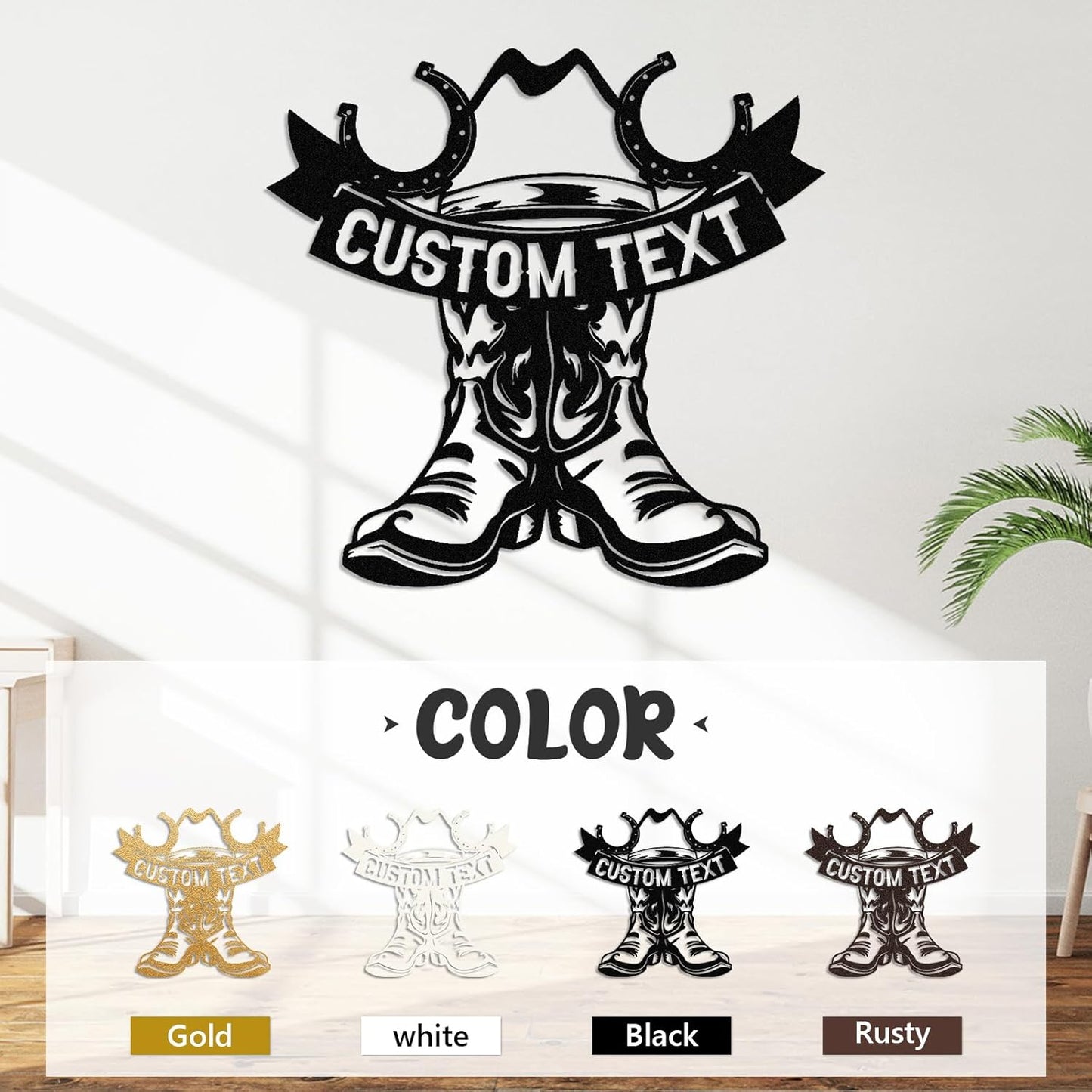 Custom Wild Cowboy  boot Metal Sign Vintage Cowboy Wall Art Perfect for Bar & Game Room