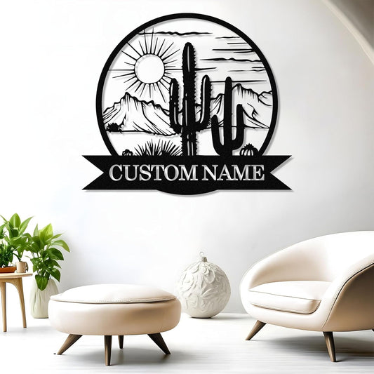 Personalized Metal Cactus Wall Decor, Natural Themed Metal Wall Art Home Decor Plant Modern for Office Home Living Room