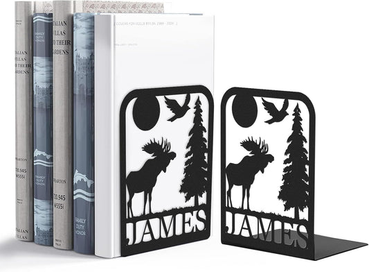 Custom Deer Metal Bookends, Forest Style Bookshelf, Elegant Cabin Decor, Study Book Organizer