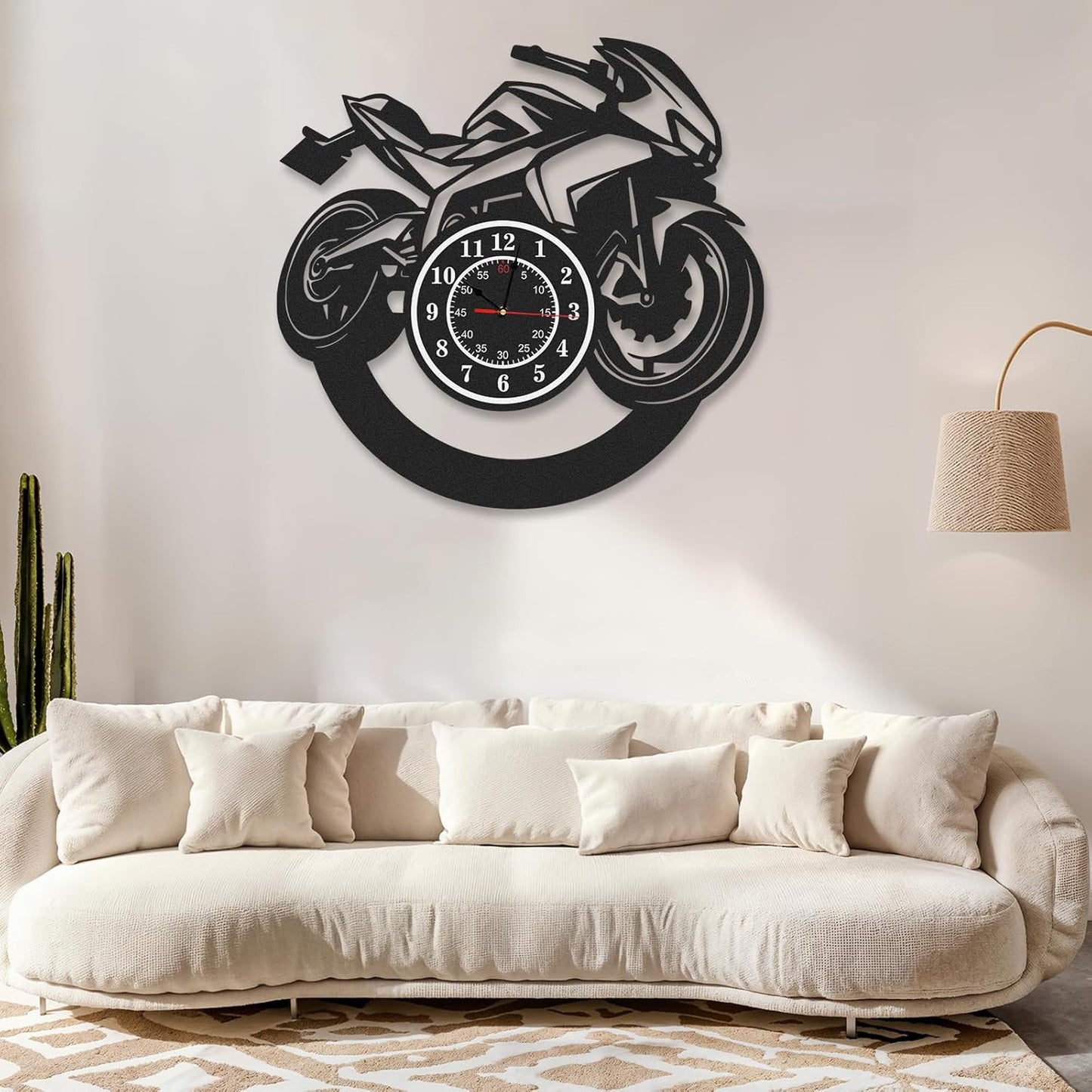 Personalized Large Outdoor Clock, Custom Motorcycle Wall Clock with Name, Modern Metal Wall Art, Battery Operated, Silent Non Ticking Clock for Garage Workshop Farmhouse Man Cave, Gifts for Men