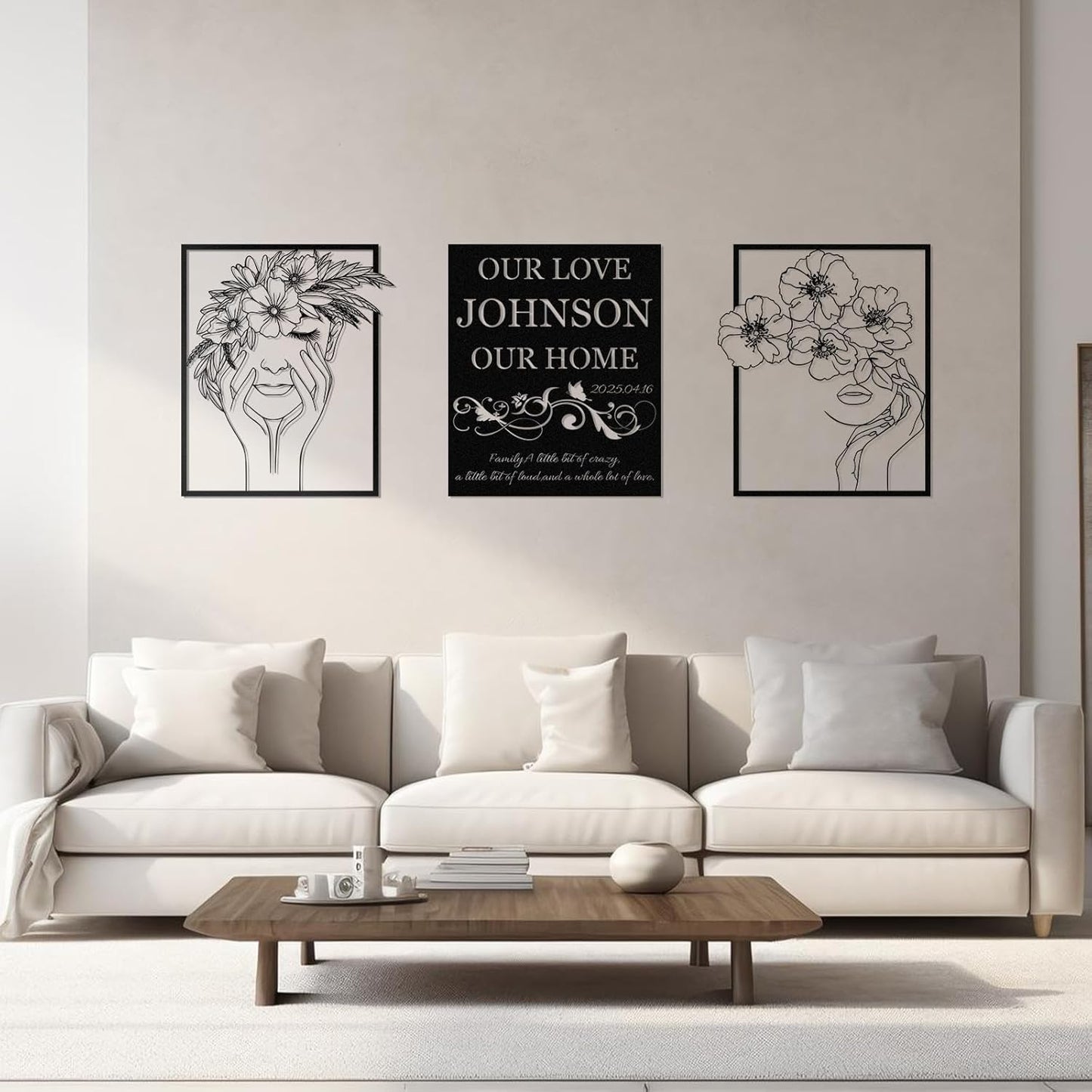 Personalized Metal Wall Art Set,, Botanical Art, Couple Custom, Nature Landscape Metal Wall Hanging