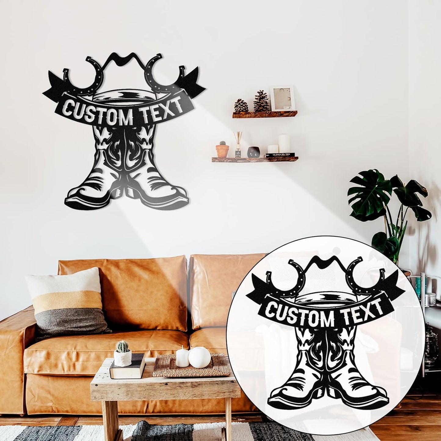 Custom Wild Cowboy  boot Metal Sign Vintage Cowboy Wall Art Perfect for Bar & Game Room