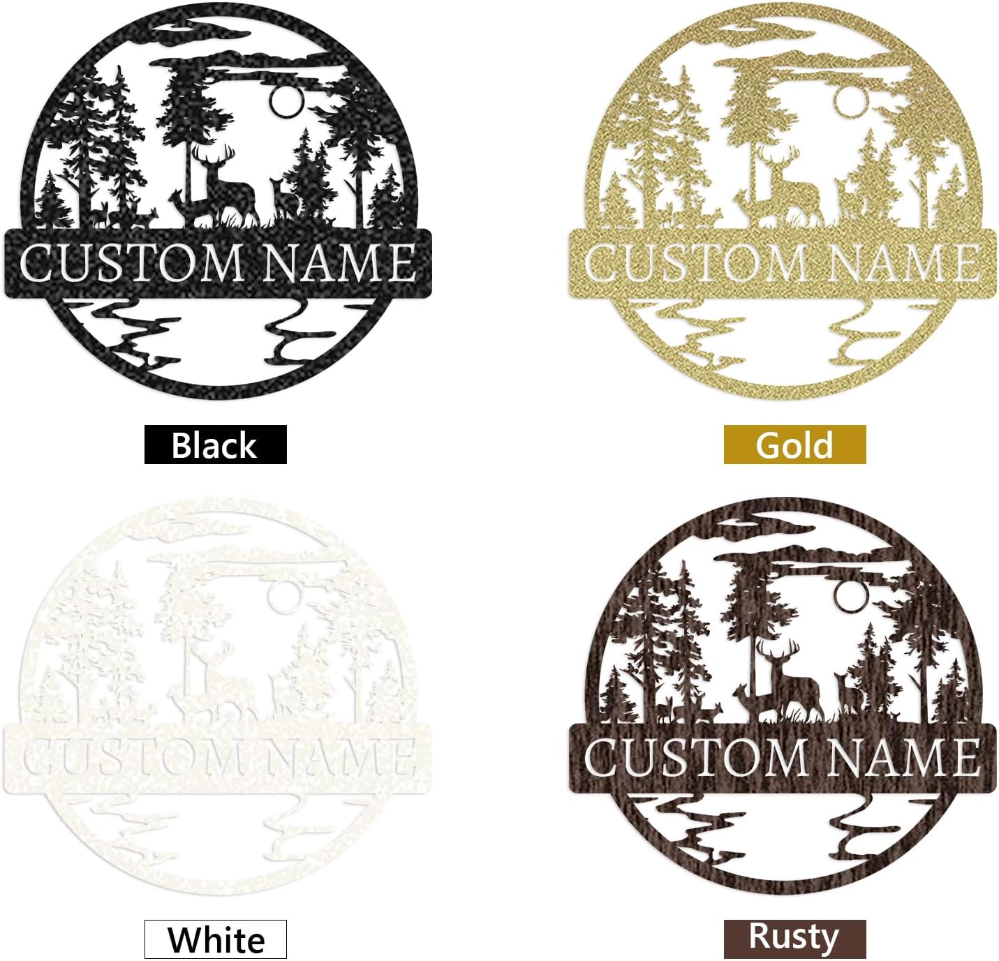 Customized Metal Signs, Personalized Deer Cabin Wall Art, Outdoor Metal Family Name Sign, Custom Hunting Decor