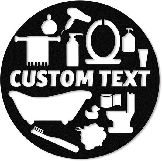 Personalized Bathroom Metal Sign, Farmhouse Bathroom Decor Wall Art, Custom Name Funny Bathroom Sign with Feces Design, Modern Hanging Decor for Home Washroom, Housewarming Gifts Color02