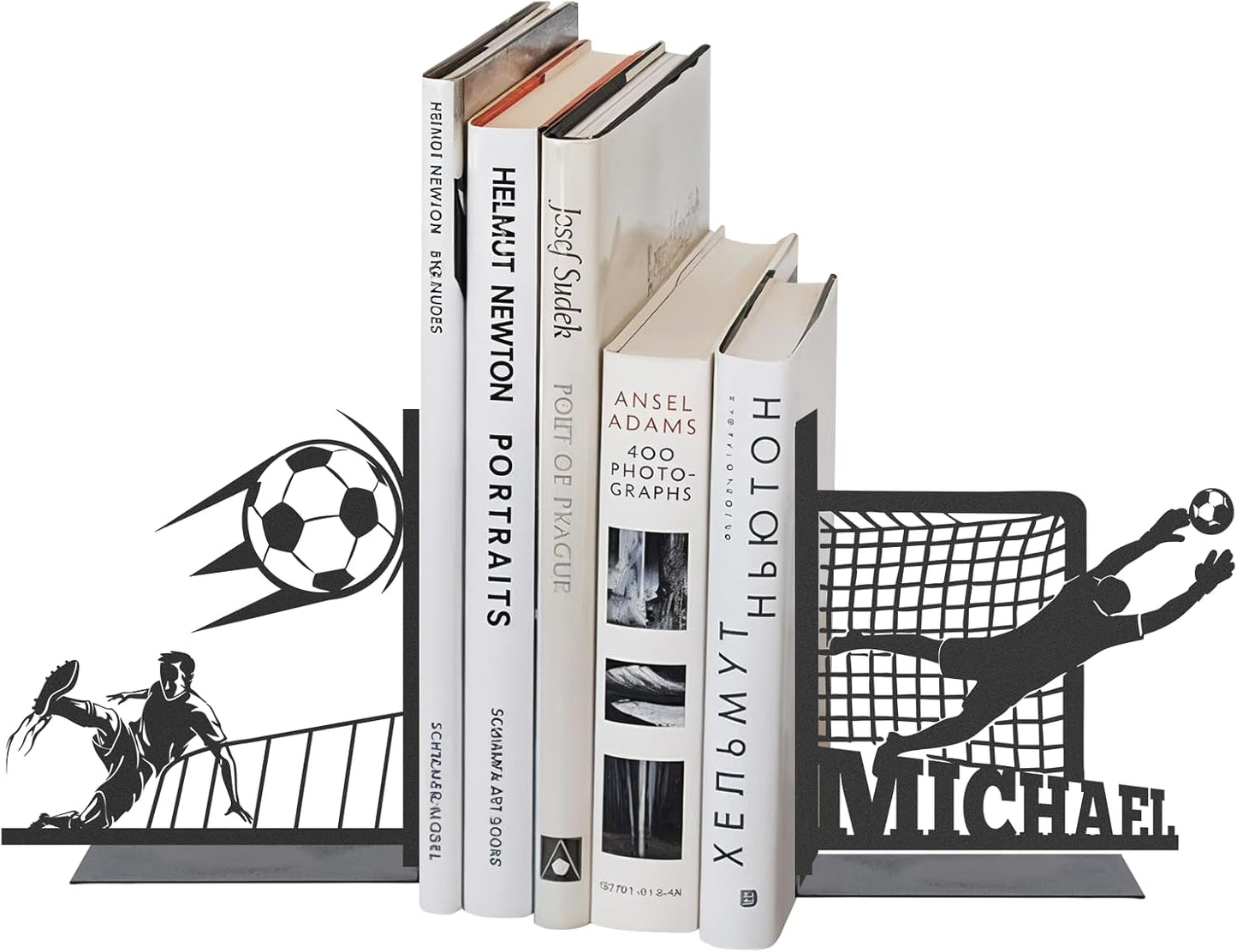 Custom Soccer Sports Metal Bookends, Athletic Style Bookshelf, Football Fan Study & Game Room Decor