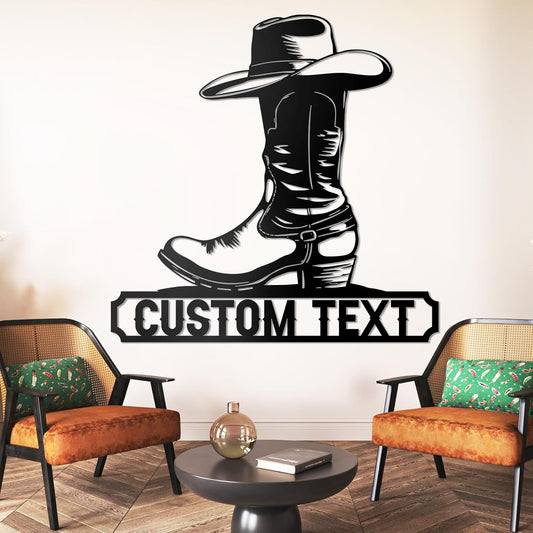 Custom Western Cowboy Silhouette Metal Sign Rustic Vintage Style Wall Decor for Home & Bar