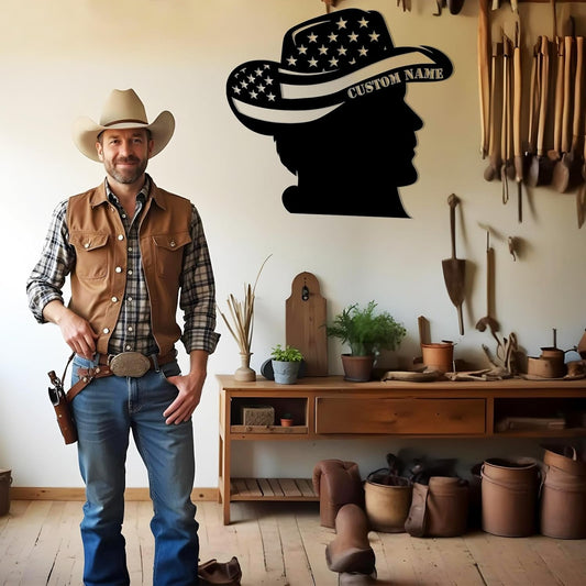 Personalized Cowboy Country Landscape Metal Wall Art Rustic Western Decor for Living Room & Hallway